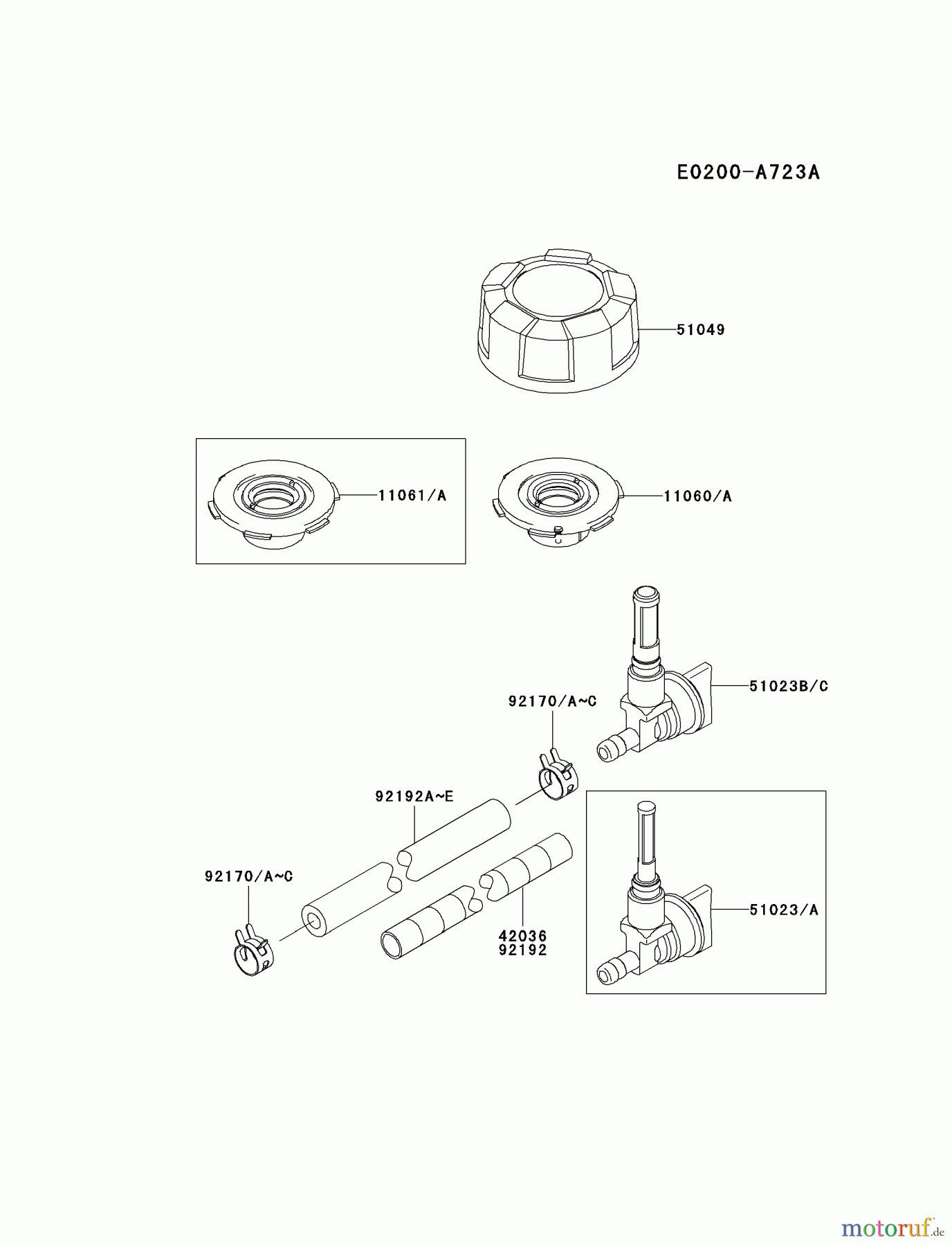  Kawasaki Motoren Motoren Vertikal FH641V - DS25 bis FS481V - BS13 FJ180V-DS13 - Kawasaki FJ180V 4-Stroke Engine FUEL-TANK/FUEL-VALVE