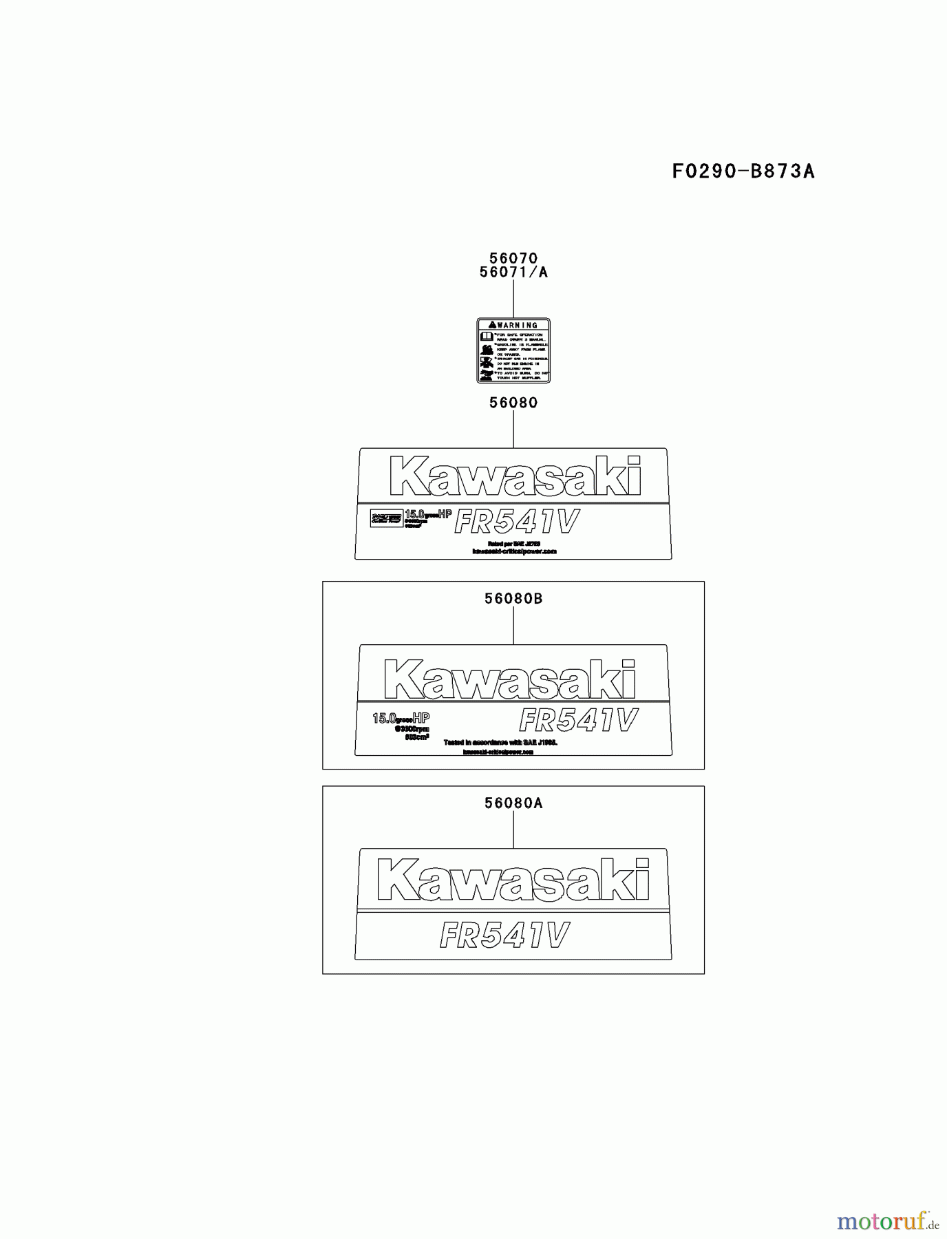  Kawasaki Motoren Motoren Vertikal FH641V - DS25 bis FS481V - BS13 FR541V-BS04 - Kawasaki FR541V 4-Stroke Engine LABEL