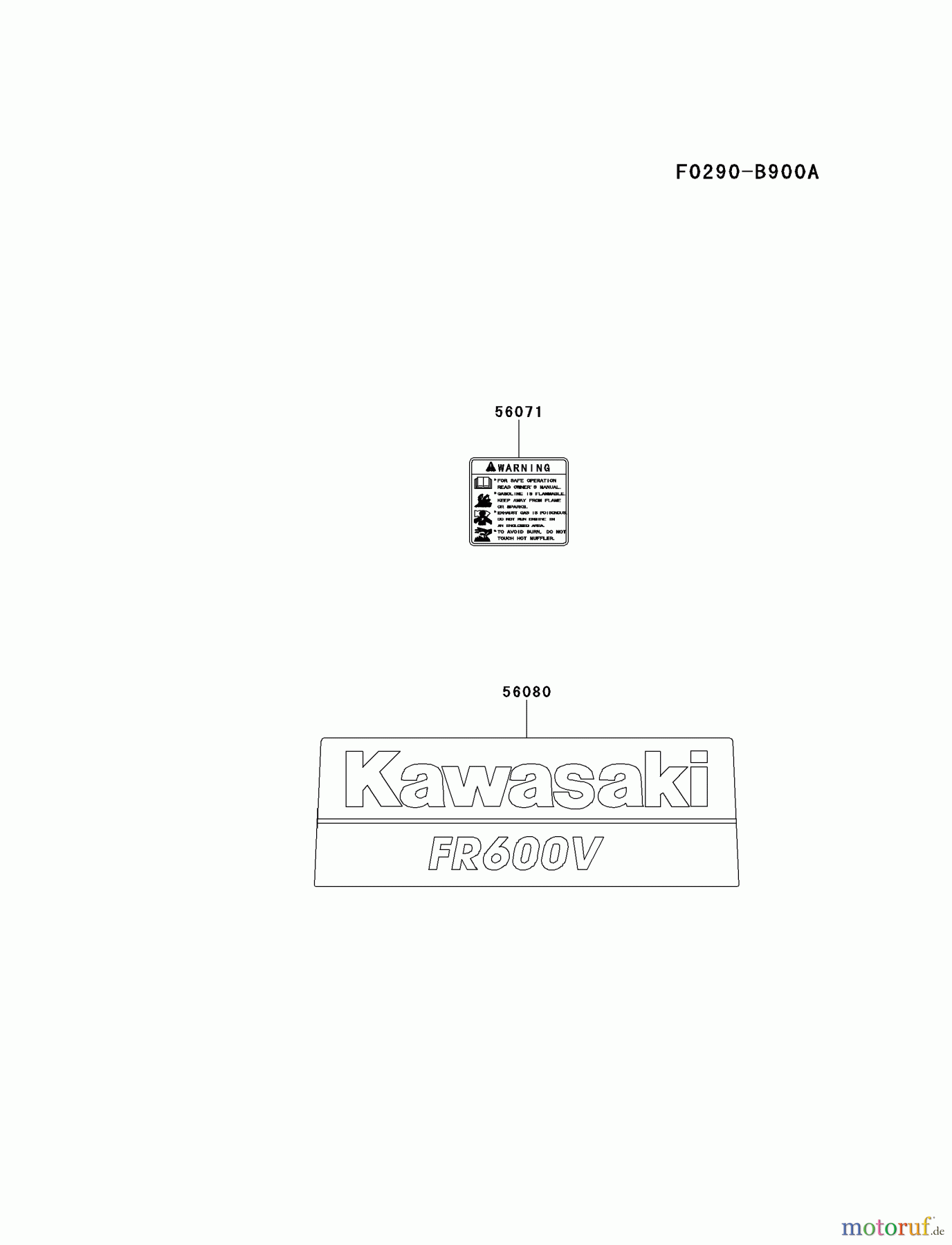  Kawasaki Motoren Motoren Vertikal FH641V - DS25 bis FS481V - BS13 FR600V-AS12 - Kawasaki FR600V 4-Stroke Engine LABEL