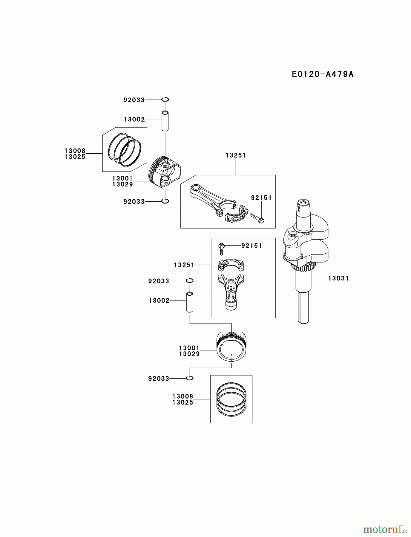  Kawasaki Motoren Motoren Vertikal FH641V - DS25 bis FS481V - BS13 FR600V-AS12 - Kawasaki FR600V 4-Stroke Engine PISTON/CRANKSHAFT