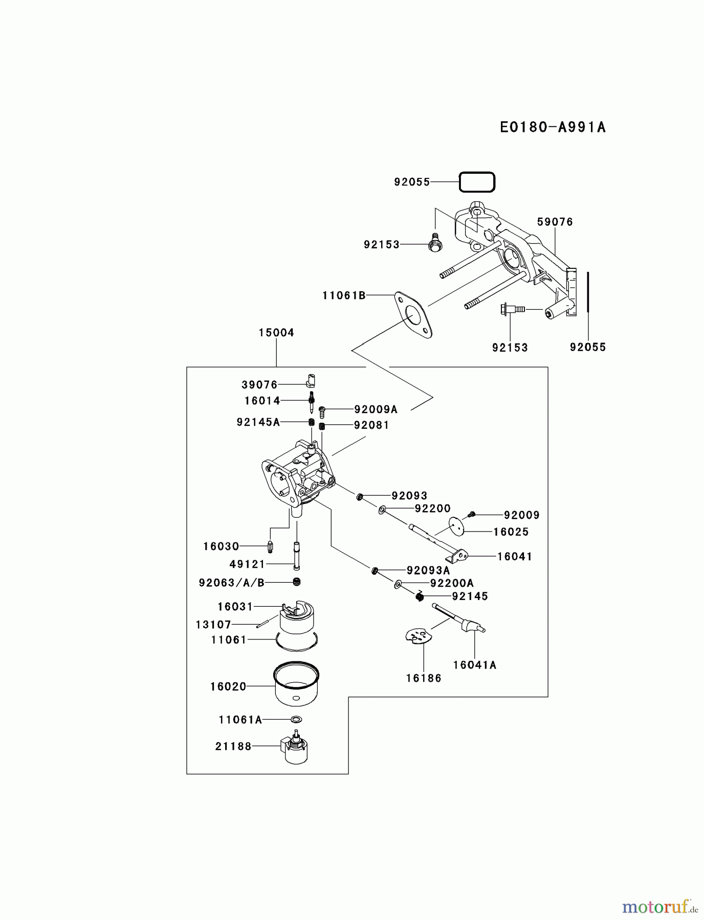  Kawasaki Motoren Motoren Vertikal FH641V - DS25 bis FS481V - BS13 FR600V-AS11 - Kawasaki FR600V 4-Stroke Engine CARBURETOR