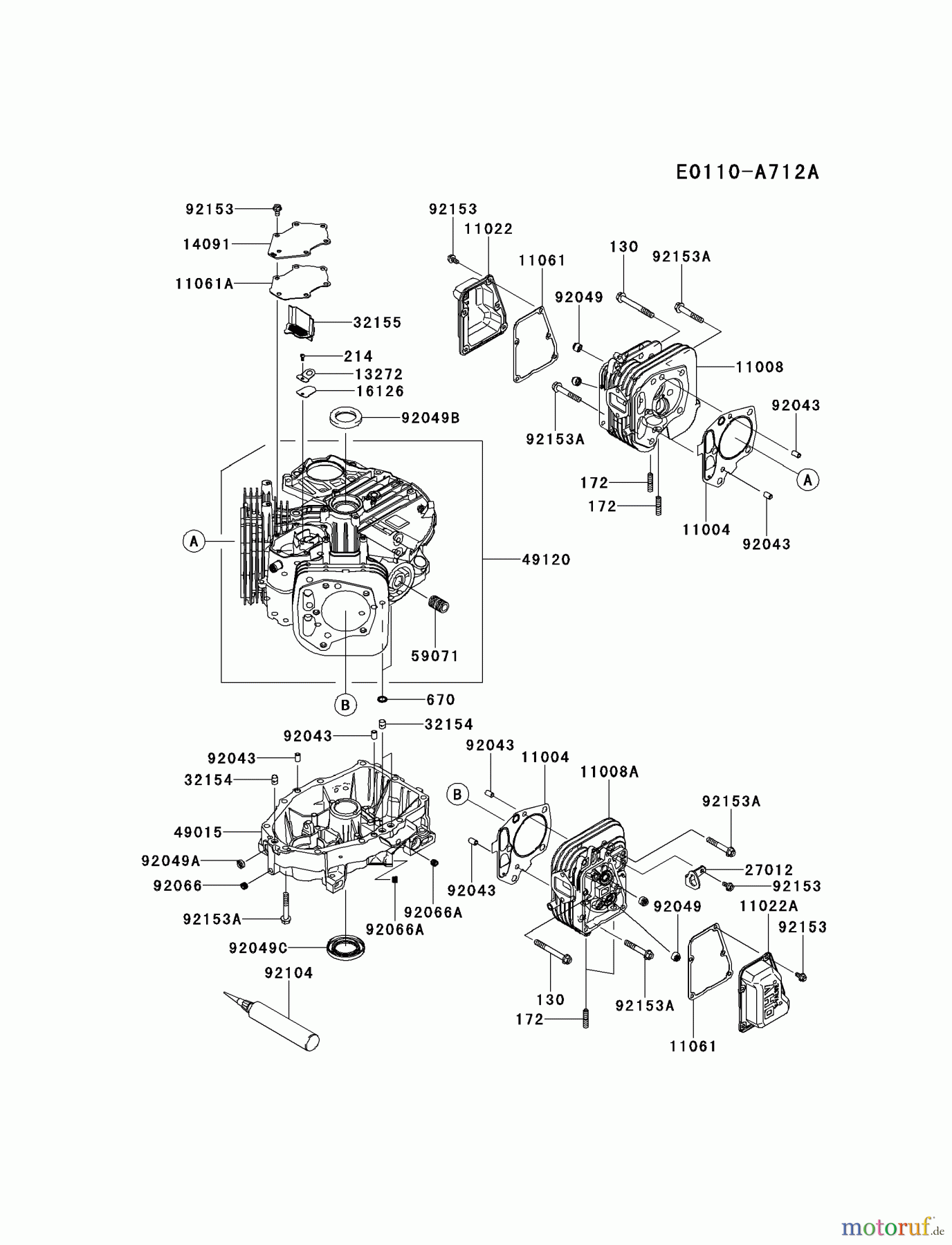  Kawasaki Motoren Motoren Vertikal FH641V - DS25 bis FS481V - BS13 FR541V-AS05 - Kawasaki FR541V 4-Stroke Engine CYLINDER/CRANKCASE