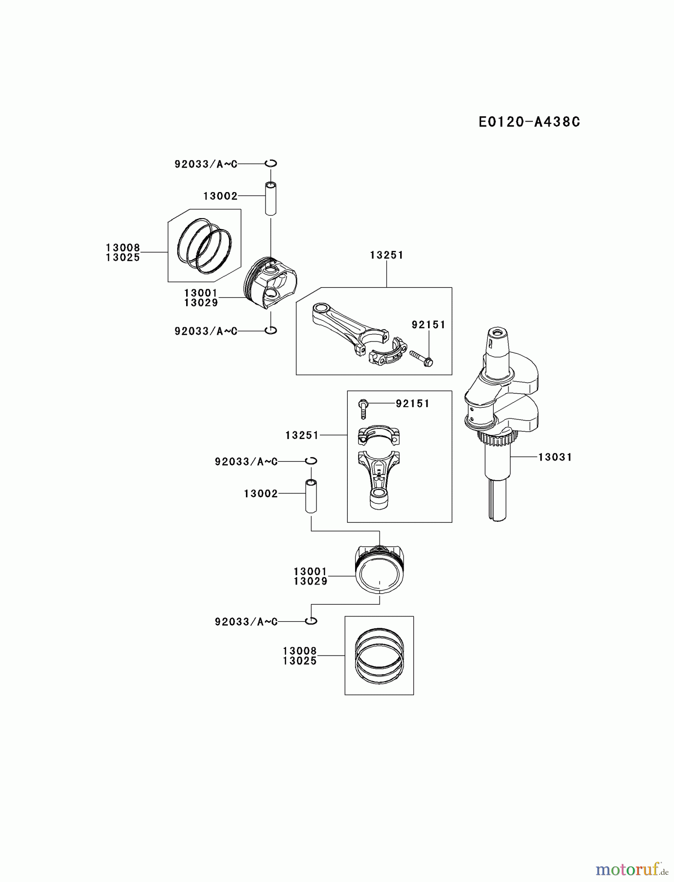  Kawasaki Motoren Motoren Vertikal FH641V - DS25 bis FS481V - BS13 FR600V-CS06 - Kawasaki FR600V 4-Stroke Engine PISTON/CRANKSHAFT