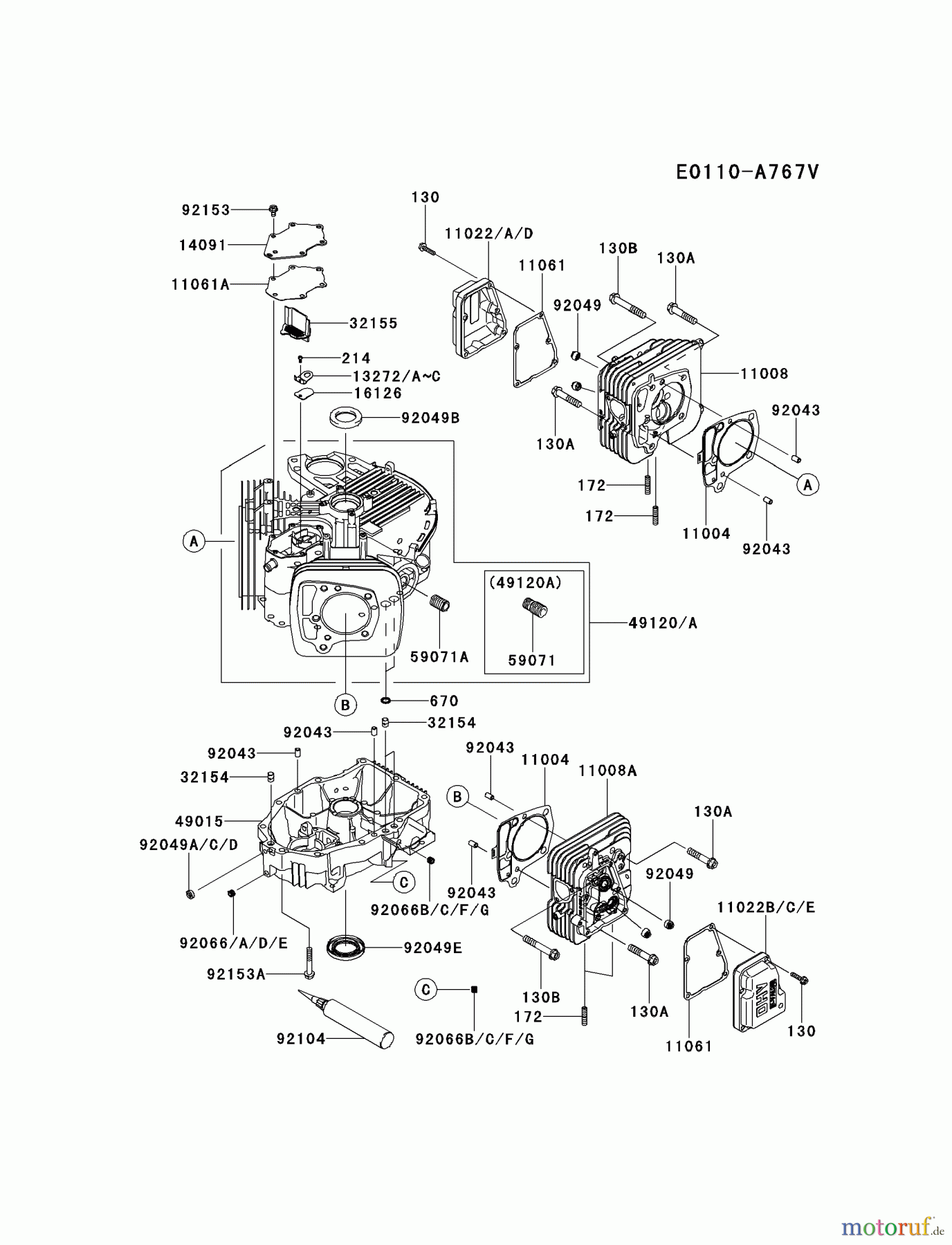  Kawasaki Motoren Motoren Vertikal FH641V - DS25 bis FS481V - BS13 FR651V-CS11 - Kawasaki FR651V 4-Stroke Engine CYLINDER/CRANKCASE #1