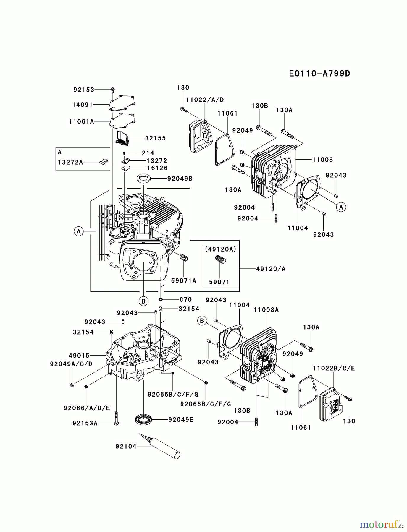  Kawasaki Motoren Motoren Vertikal FH641V - DS25 bis FS481V - BS13 FR651V-AS17 - Kawasaki FR651V 4-Stroke Engine CYLINDER/CRANKCASE #1