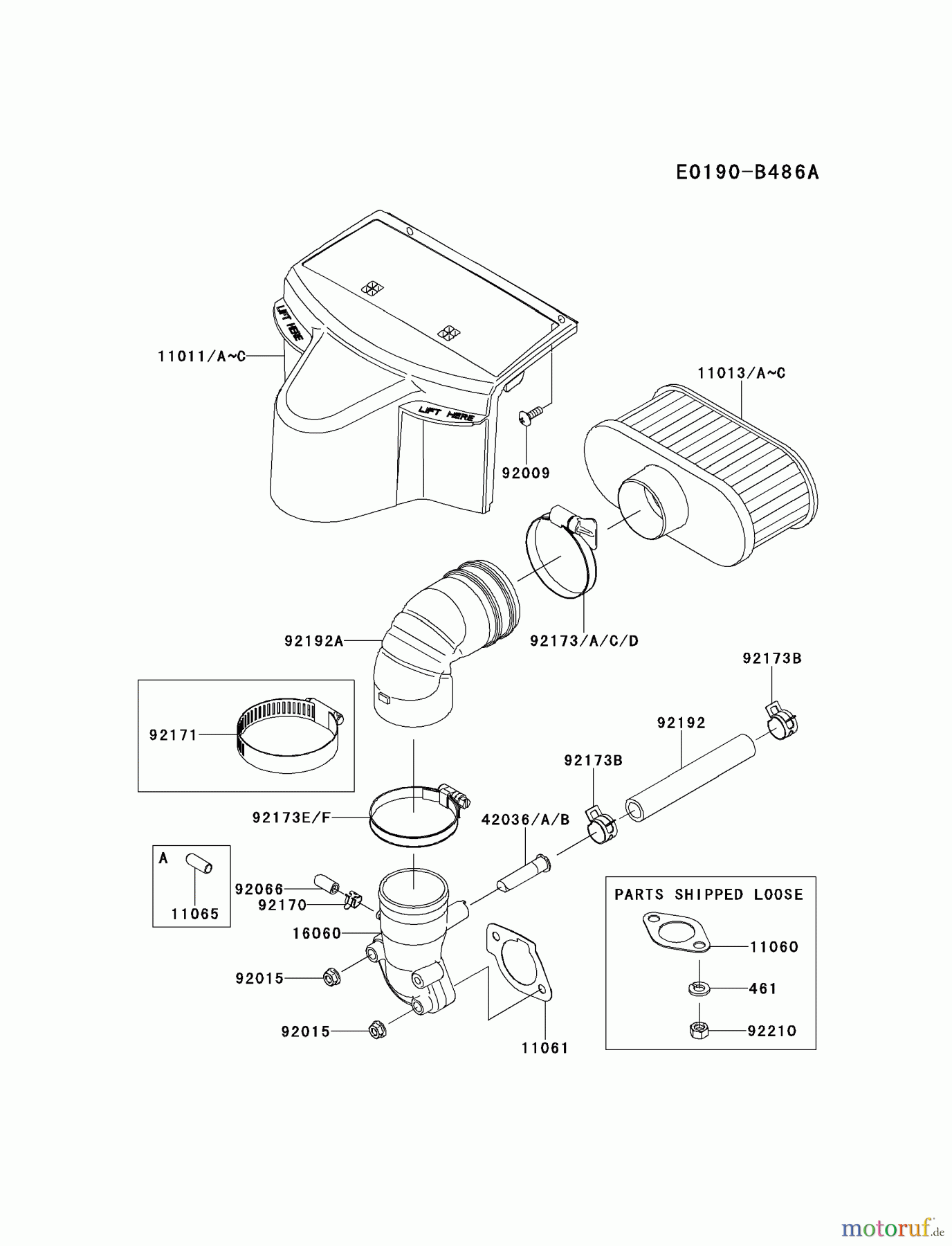  Kawasaki Motoren Motoren Vertikal FH641V - DS25 bis FS481V - BS13 FR651V-AS05 - Kawasaki FR651V 4-Stroke Engine AIR-FILTER(FR651-A16266∼)