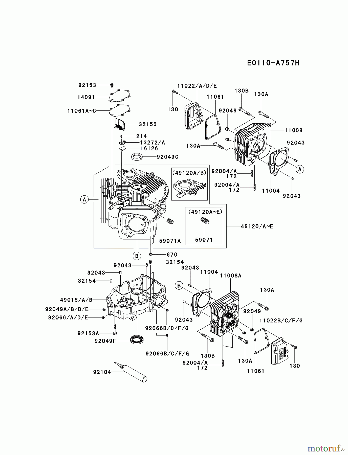  Kawasaki Motoren Motoren Vertikal FH641V - DS25 bis FS481V - BS13 FR651V-BS05 - Kawasaki FR651V 4-Stroke Engine CYLINDER/CRANKCASE #2