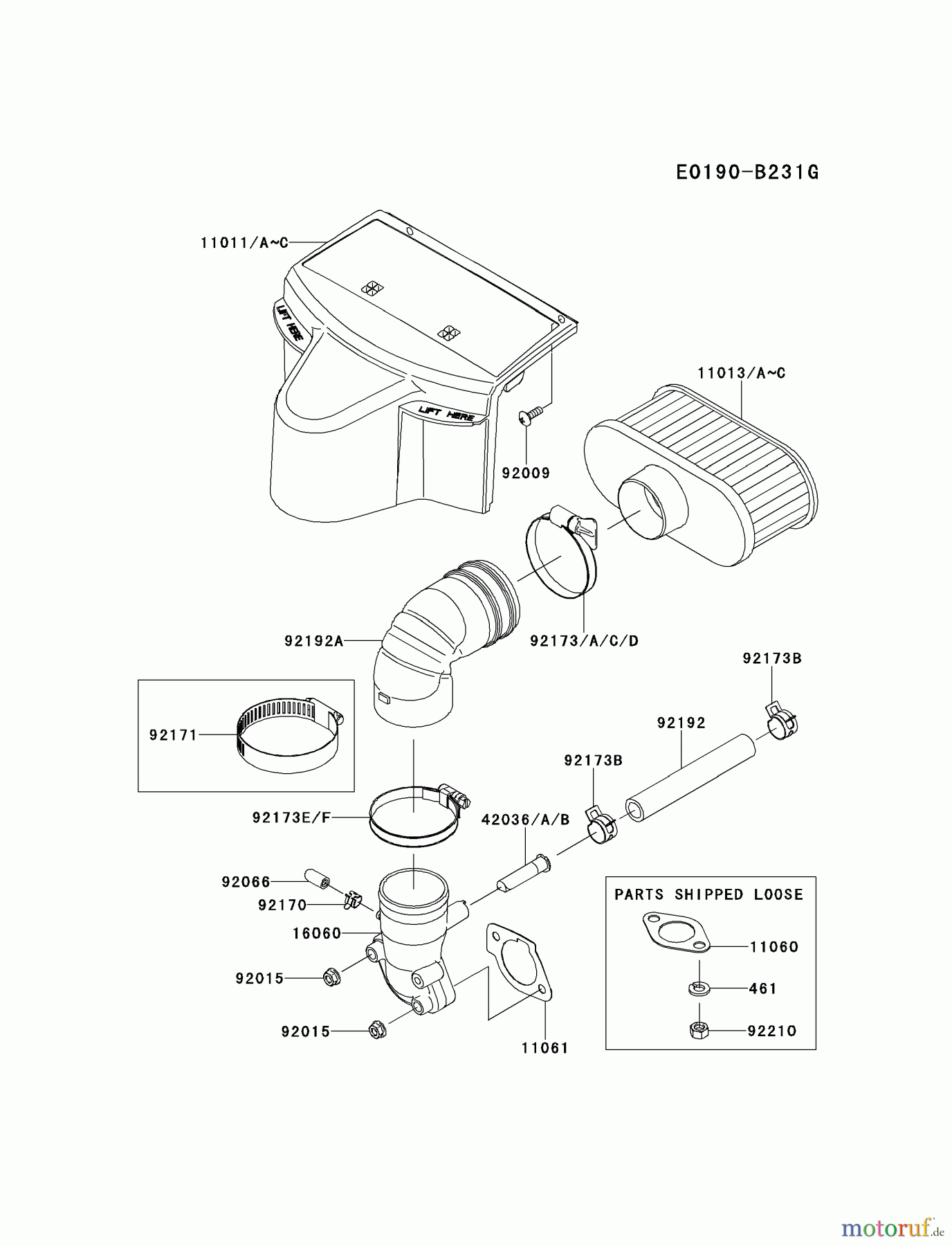  Kawasaki Motoren Motoren Vertikal FH641V - DS25 bis FS481V - BS13 FR651V-DS08 - Kawasaki FR651V 4-Stroke Engine AIR-FILTER/MUFFLER