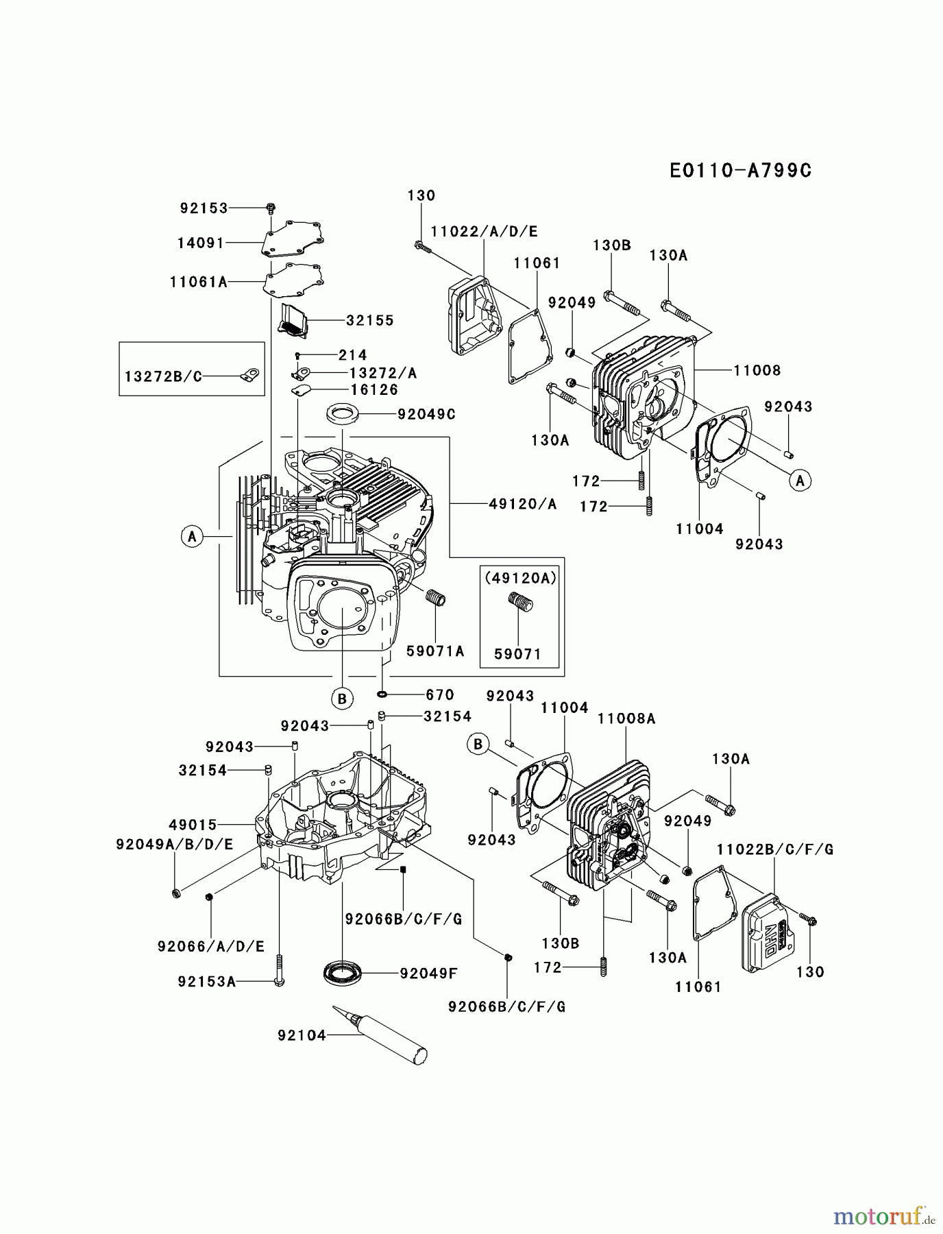  Kawasaki Motoren Motoren Vertikal FH641V - DS25 bis FS481V - BS13 FR651V-CS09 - Kawasaki FR651V 4-Stroke Engine CYLINDER/CRANKCASE #2