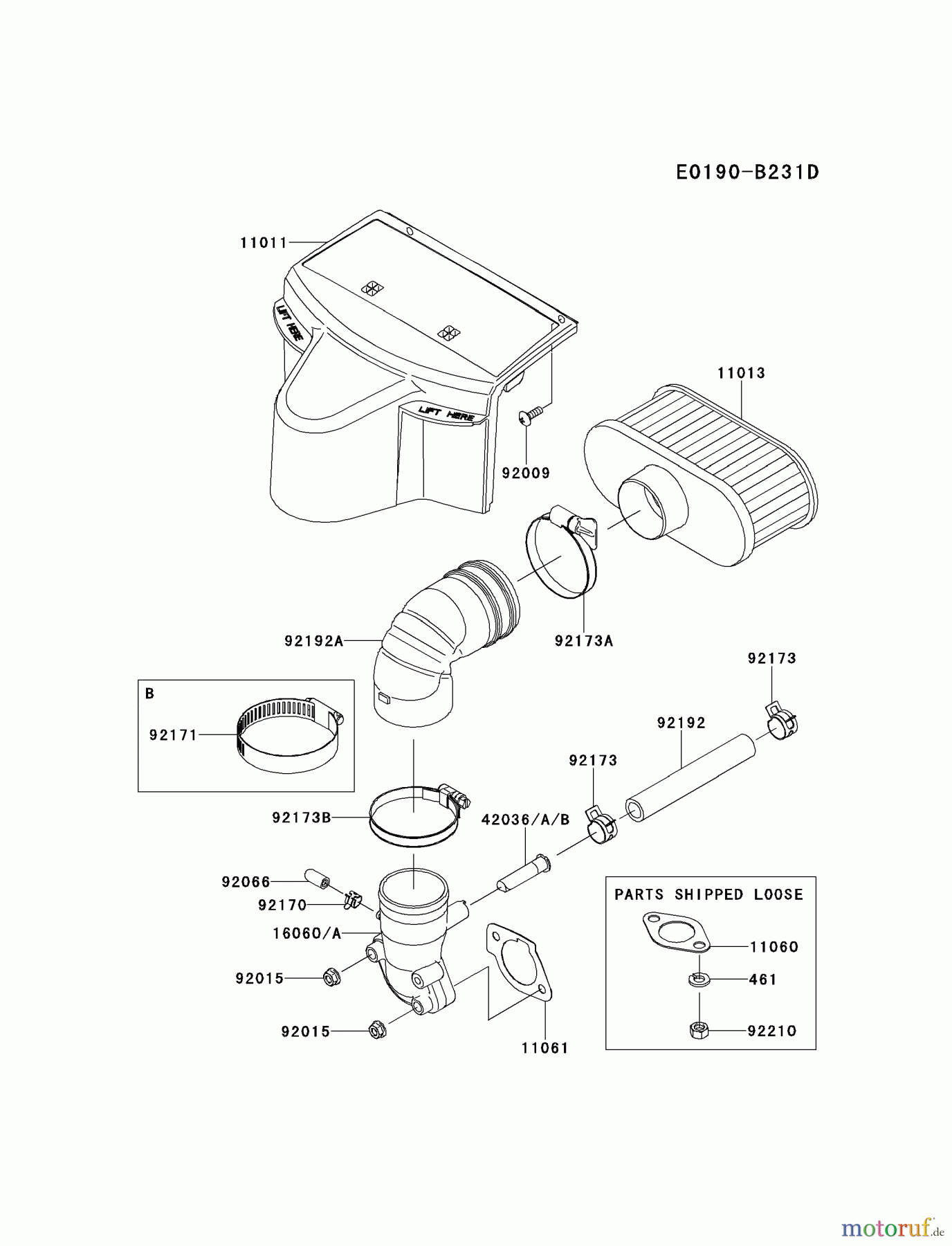  Kawasaki Motoren Motoren Vertikal FH641V - DS25 bis FS481V - BS13 FR651V-BS00 - Kawasaki FR651V 4-Stroke Engine AIR-FILTER(FR651-A16266∼)