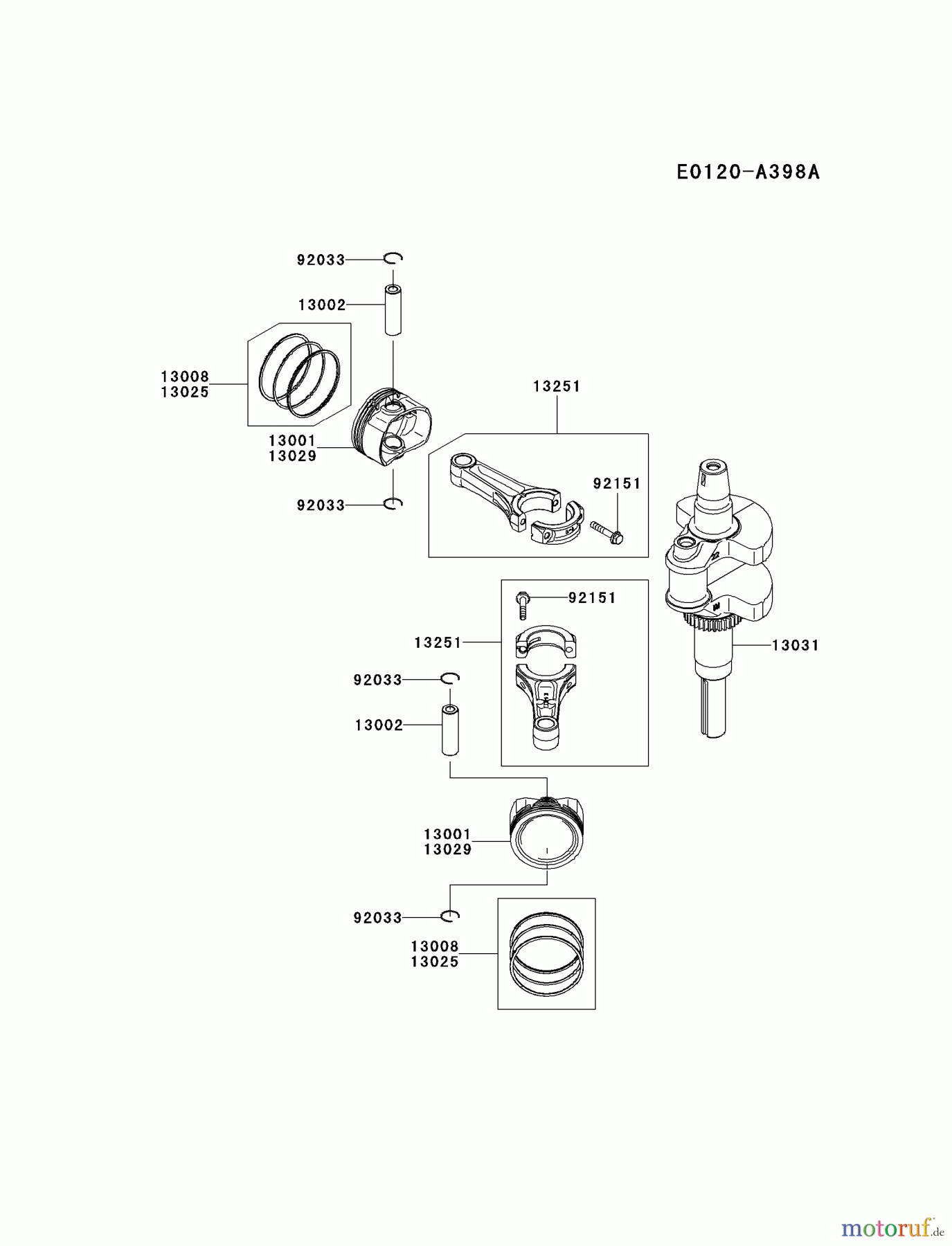  Kawasaki Motoren Motoren Vertikal FH641V - DS25 bis FS481V - BS13 FR651V-AS04 - Kawasaki FR651V 4-Stroke Engine PISTON/CRANKSHAFT