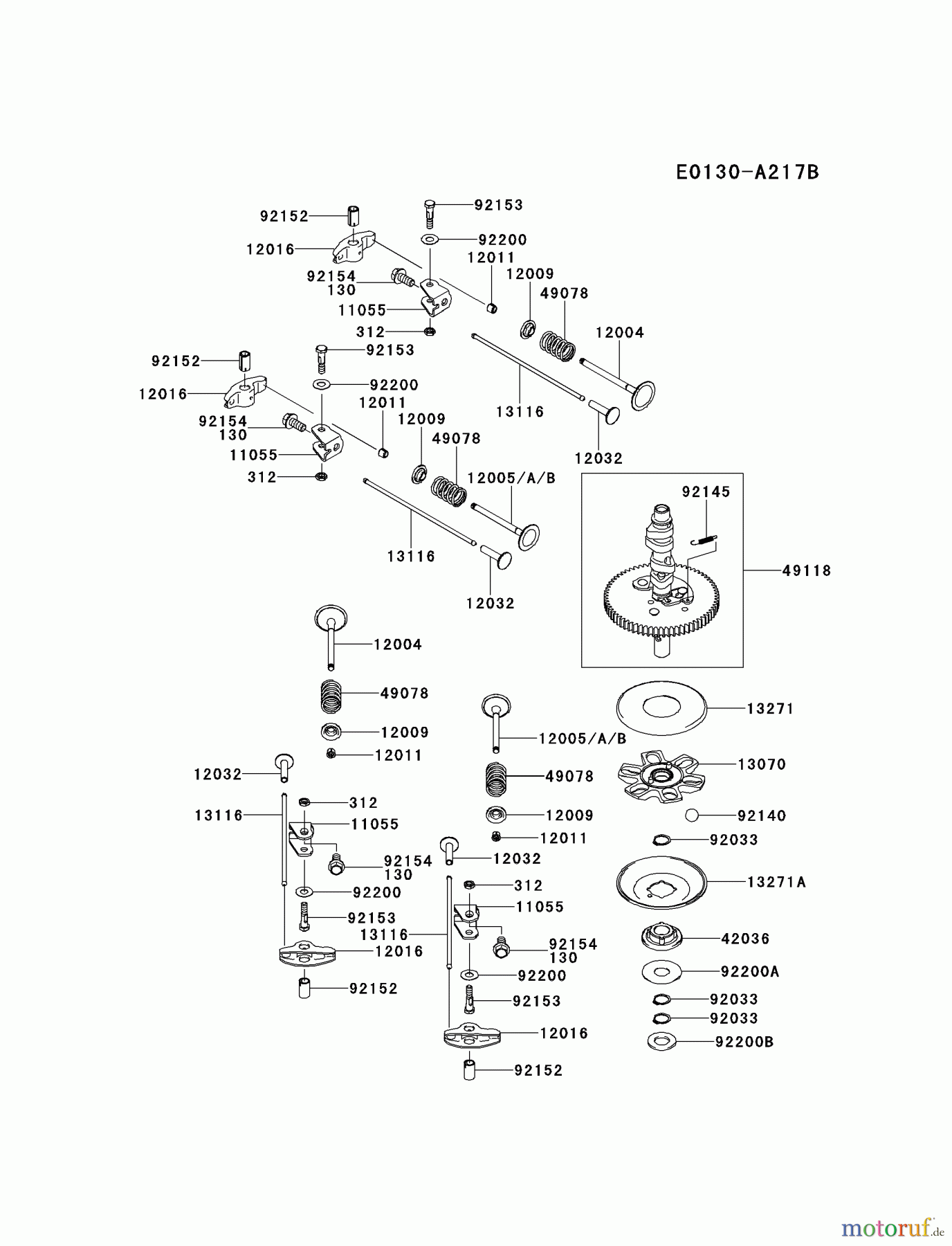  Kawasaki Motoren Motoren Vertikal FH641V - DS25 bis FS481V - BS13 FR691V-BS24 - Kawasaki FR691V 4-Stroke Engine VALVE/CAMSHAFT