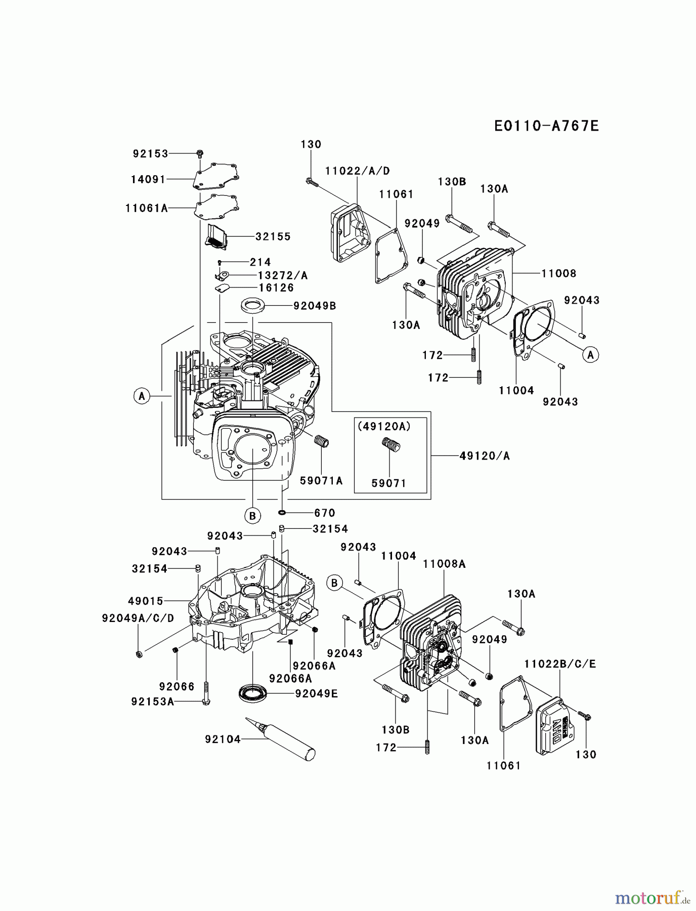  Kawasaki Motoren Motoren Vertikal FH641V - DS25 bis FS481V - BS13 FR691V-BS10 - Kawasaki FR691V 4-Stroke Engine CYLINDER/CRANKCASE