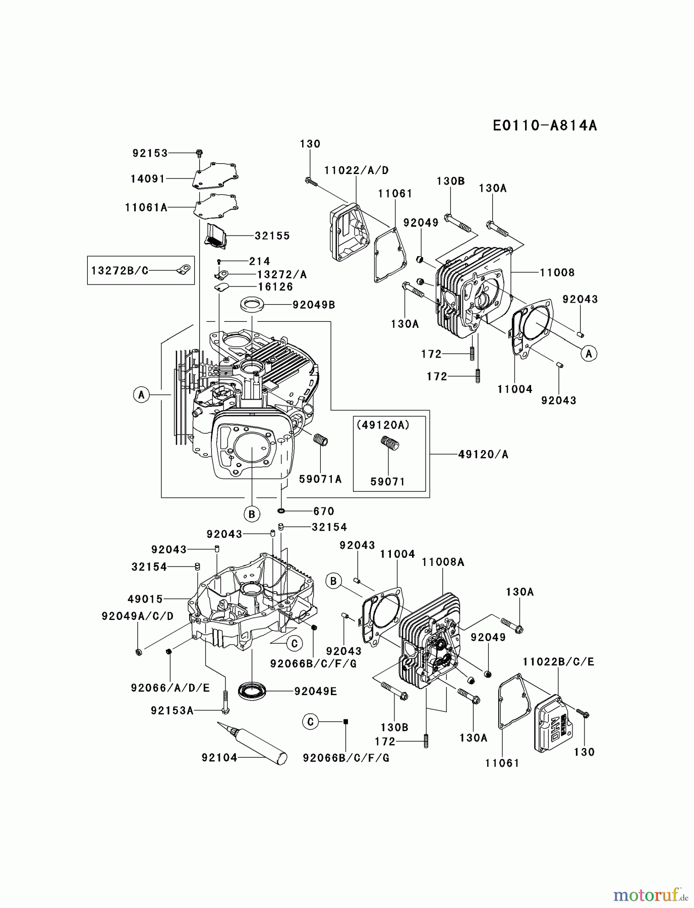  Kawasaki Motoren Motoren Vertikal FH641V - DS25 bis FS481V - BS13 FR691V-CS13 - Kawasaki FR691V 4-Stroke Engine CYLINDER/CRANKCASE #1