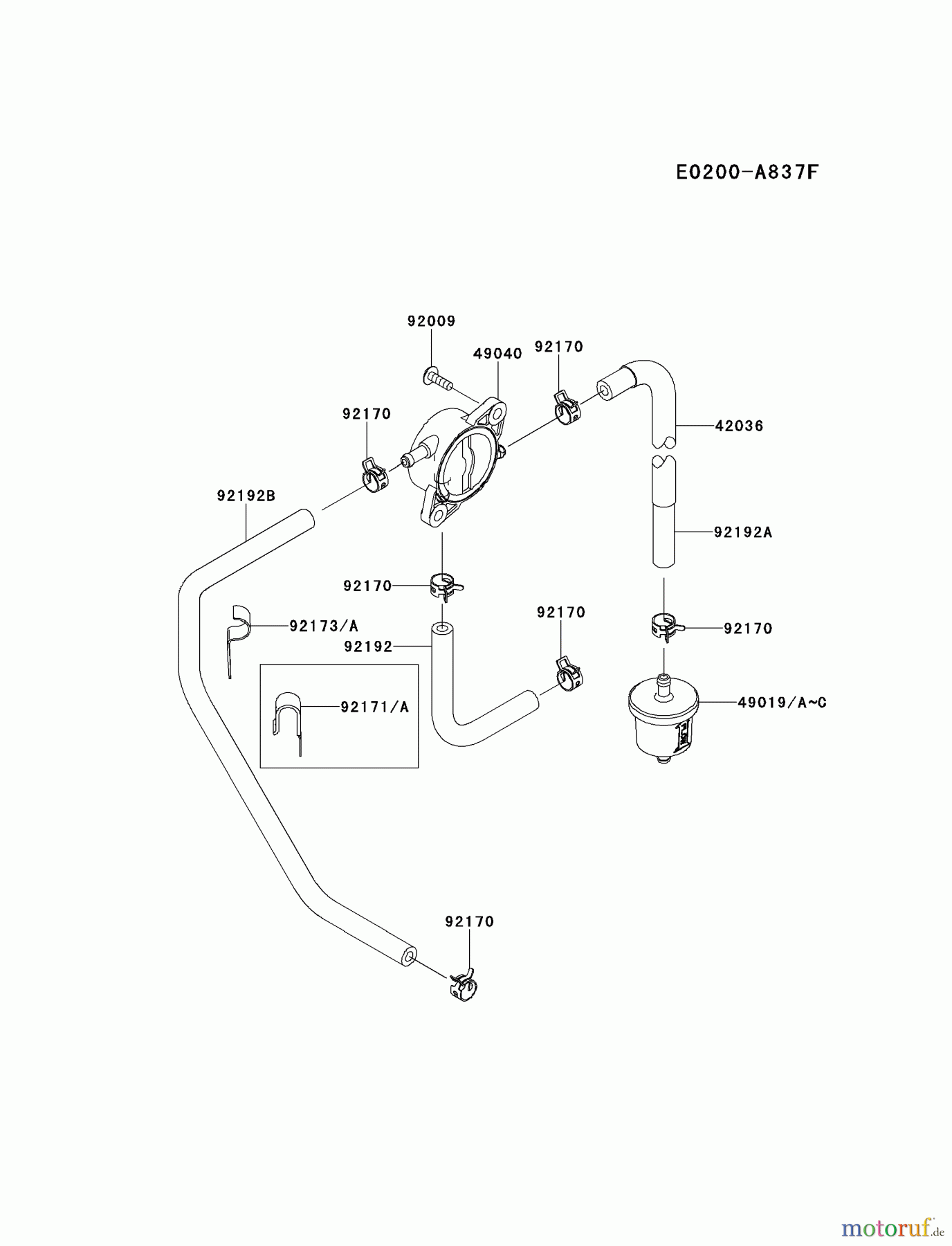  Kawasaki Motoren Motoren Vertikal FH641V - DS25 bis FS481V - BS13 FR691V-BS14 - Kawasaki FR691V 4-Stroke Engine FUEL-TANK/FUEL-VALVE