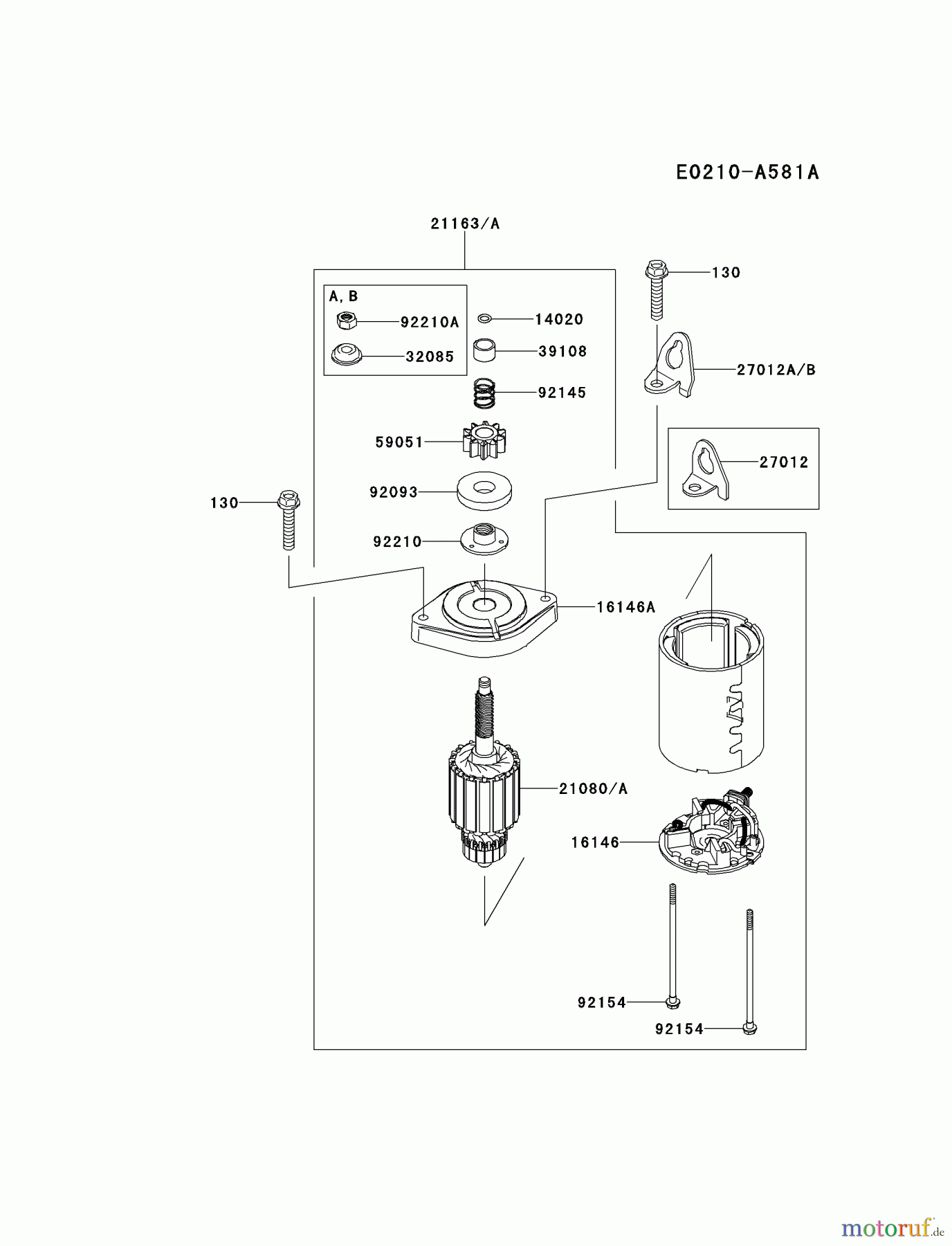  Kawasaki Motoren Motoren Vertikal FH641V - DS25 bis FS481V - BS13 FR691V-DS05 - Kawasaki FR691V 4-Stroke Engine STARTER(∼FR691VB34930)