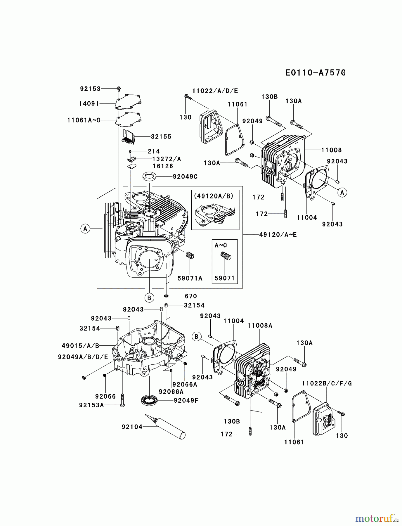  Kawasaki Motoren Motoren Vertikal FH641V - DS25 bis FS481V - BS13 FR691V-CS06 - Kawasaki FR691V 4-Stroke Engine CYLINDER/CRANKCASE #2