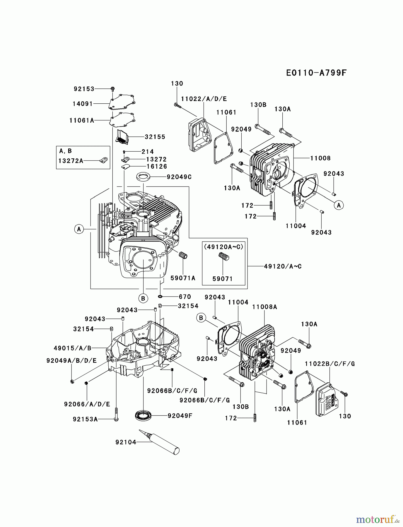  Kawasaki Motoren Motoren Vertikal FH641V - DS25 bis FS481V - BS13 FR691V-BS07 - Kawasaki FR691V 4-Stroke Engine CYLINDER/CRANKCASE #1