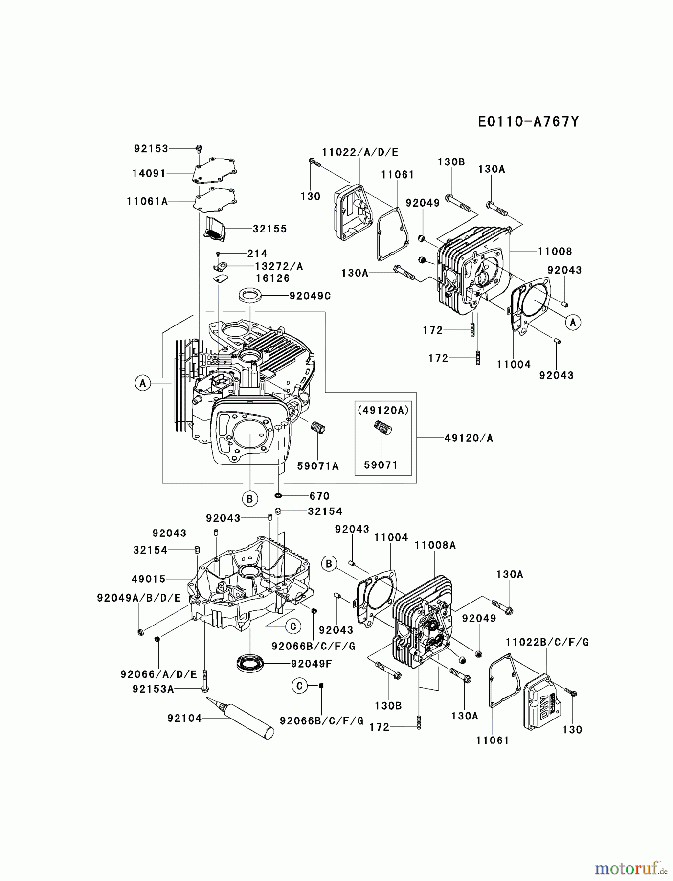  Kawasaki Motoren Motoren Vertikal FH641V - DS25 bis FS481V - BS13 FR691V-CS15 - Kawasaki FR691V 4-Stroke Engine CYLINDER/CRANKCASE #2