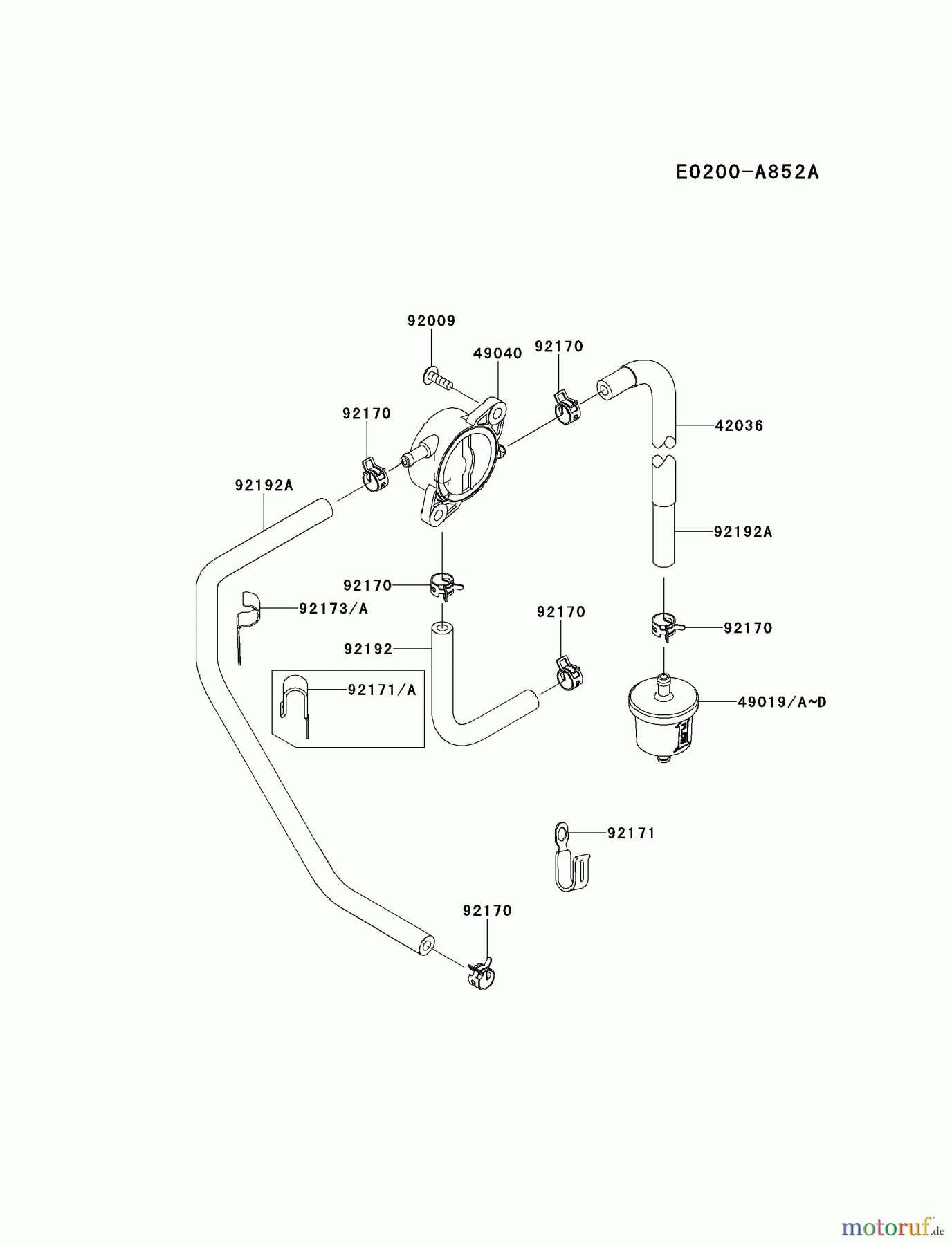  Kawasaki Motoren Motoren Vertikal FH641V - DS25 bis FS481V - BS13 FR691V-DS15 - Kawasaki FR691V 4-Stroke Engine FUEL-TANK/FUEL-VALVE