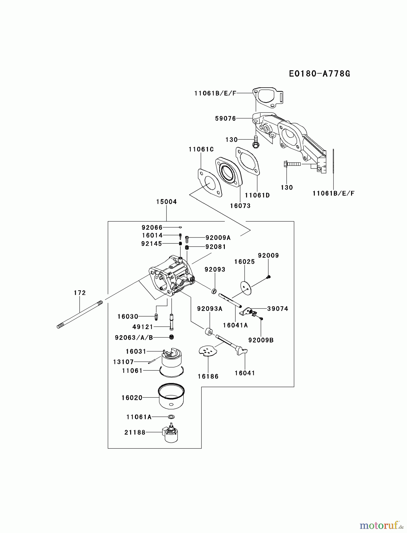  Kawasaki Motoren Motoren Vertikal FH641V - DS25 bis FS481V - BS13 FR651V-AS00 - Kawasaki FR651V 4-Stroke Engine CARBURETOR