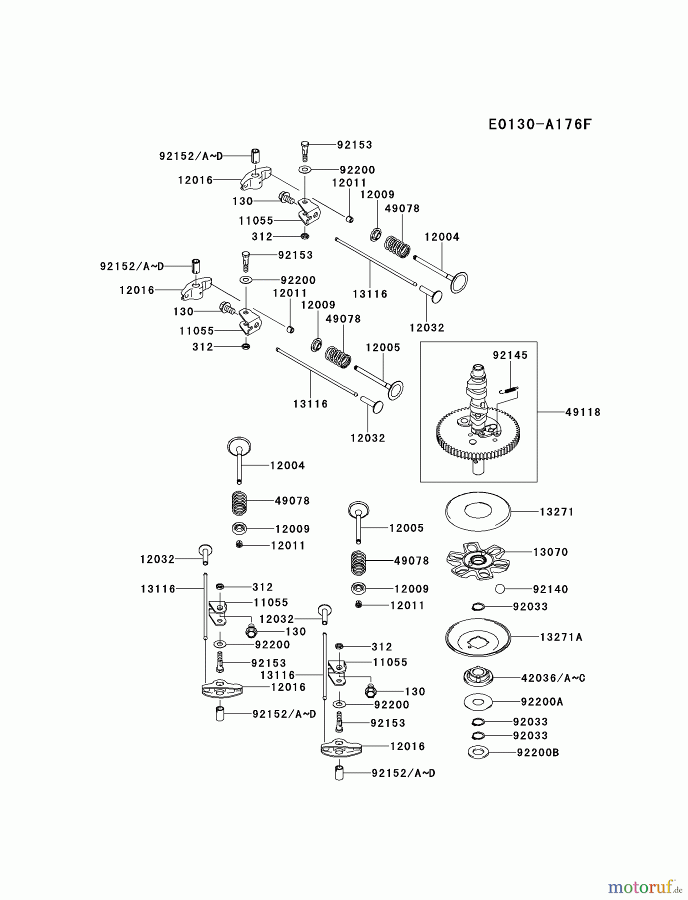  Kawasaki Motoren Motoren Vertikal FH641V - DS25 bis FS481V - BS13 FR651V-BS00 - Kawasaki FR651V 4-Stroke Engine VALVE/CAMSHAFT