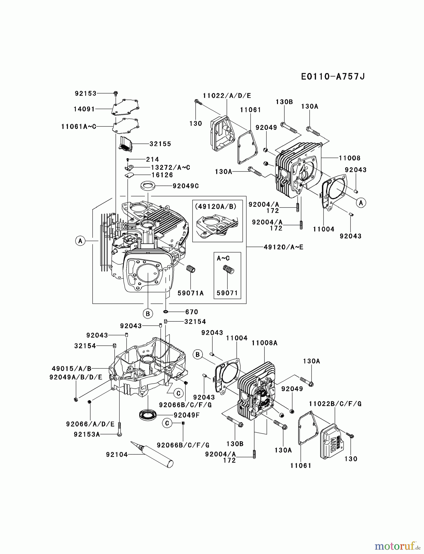  Kawasaki Motoren Motoren Vertikal FH641V - DS25 bis FS481V - BS13 FR691V-CS05 - Kawasaki FR691V 4-Stroke Engine CYLINDER/CRANKCASE #1