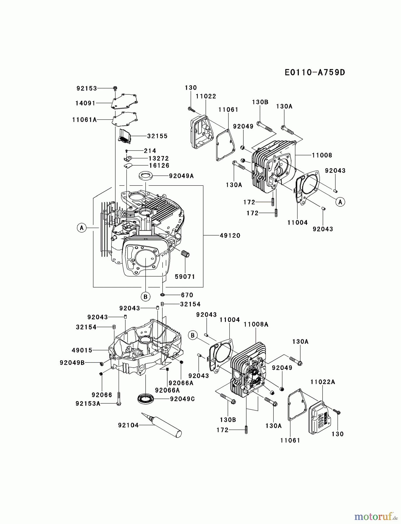  Kawasaki Motoren Motoren Vertikal FH641V - DS25 bis FS481V - BS13 FR651V-AS29 - Kawasaki FR651V 4-Stroke Engine CYLINDER/CRANKCASE