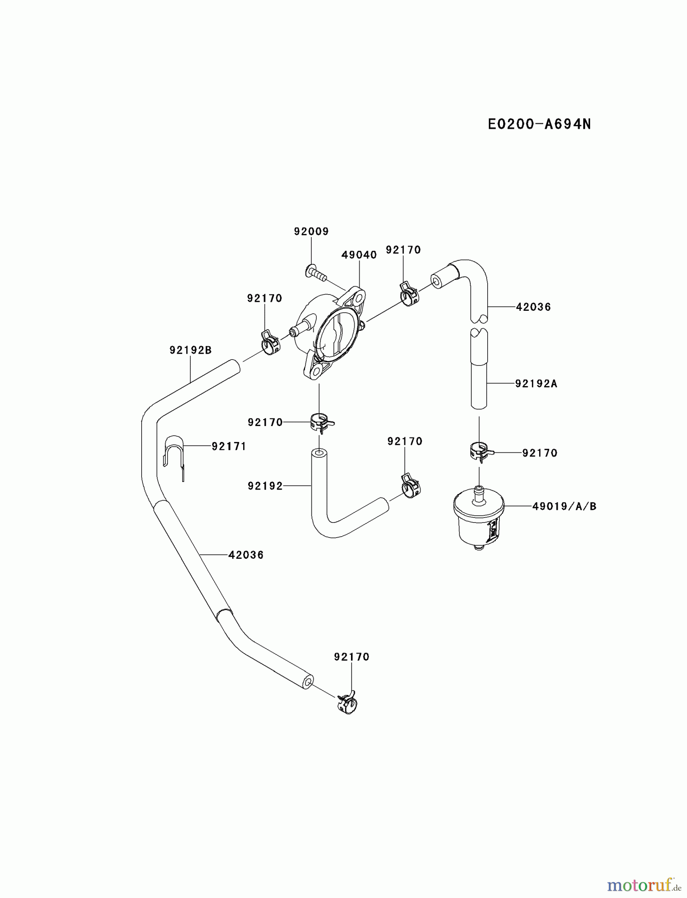  Kawasaki Motoren Motoren Vertikal FH641V - DS25 bis FS481V - BS13 FR691V-BS10 - Kawasaki FR691V 4-Stroke Engine FUEL-TANK/FUEL-VALVE