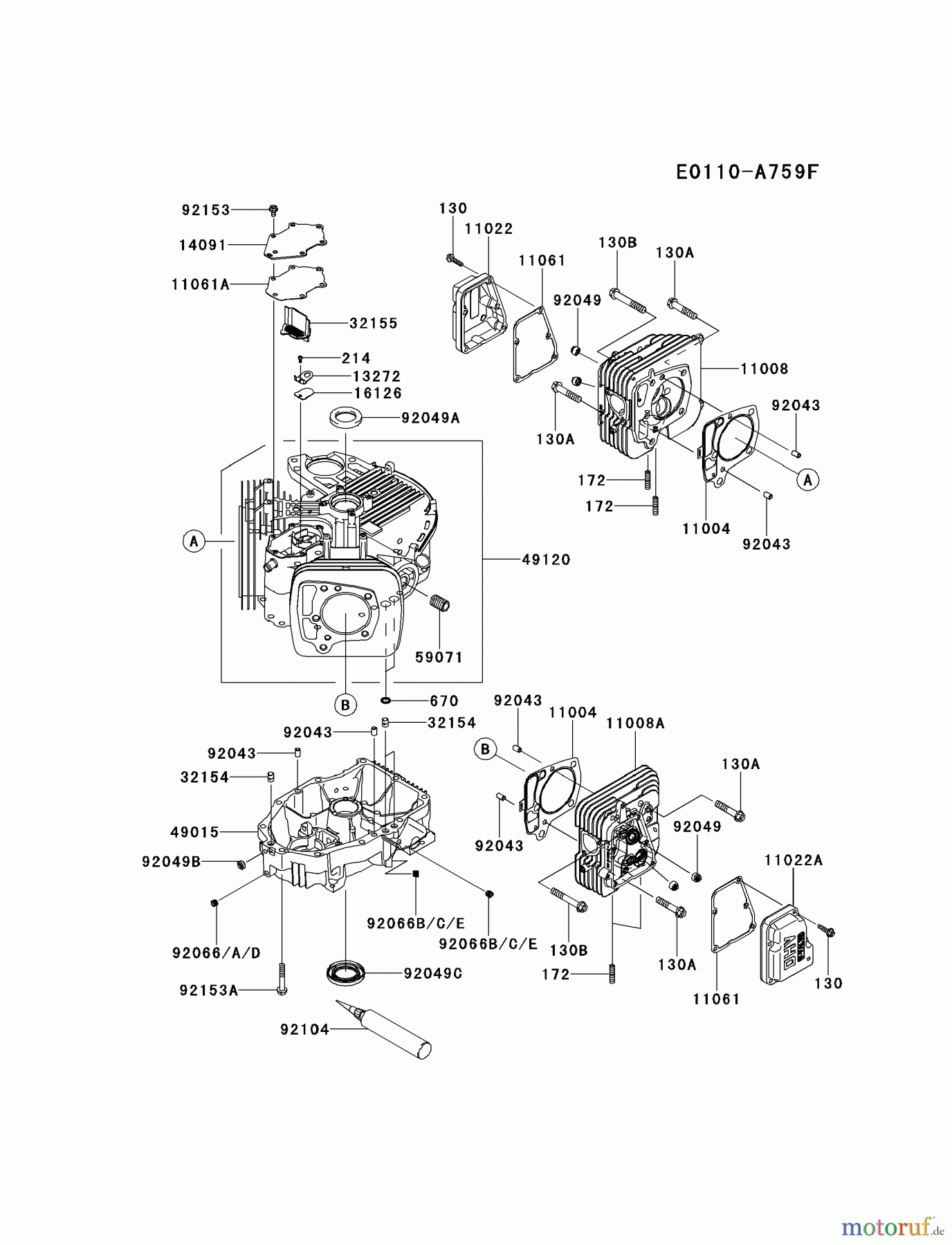  Kawasaki Motoren Motoren Vertikal FH641V - DS25 bis FS481V - BS13 FR730V-AS16 - Kawasaki FR730V 4-Stroke Engine CYLINDER/CRANKCASE