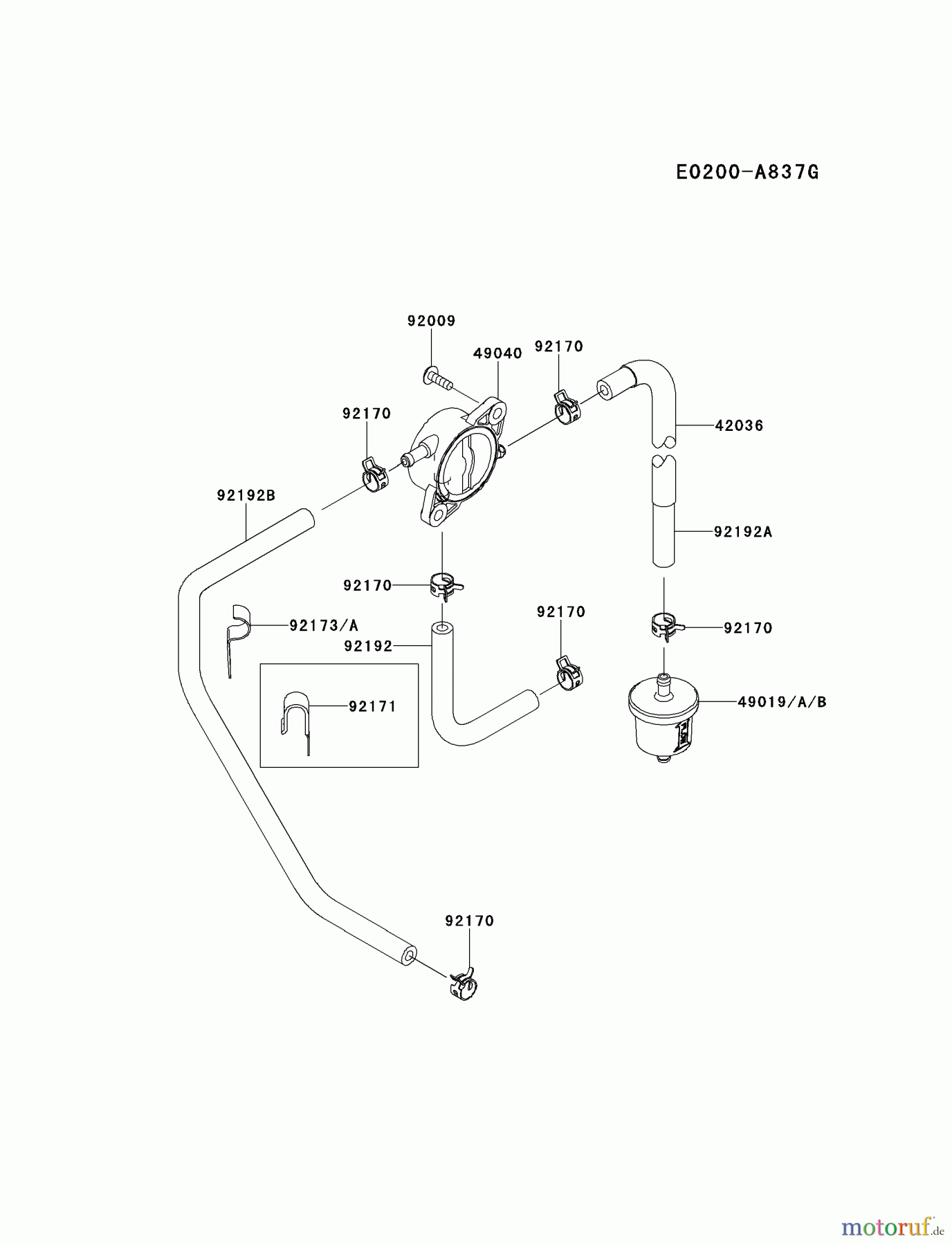  Kawasaki Motoren Motoren Vertikal FH641V - DS25 bis FS481V - BS13 FR691V-BS18 - Kawasaki FR691V 4-Stroke Engine FUEL-TANK/FUEL-VALVE