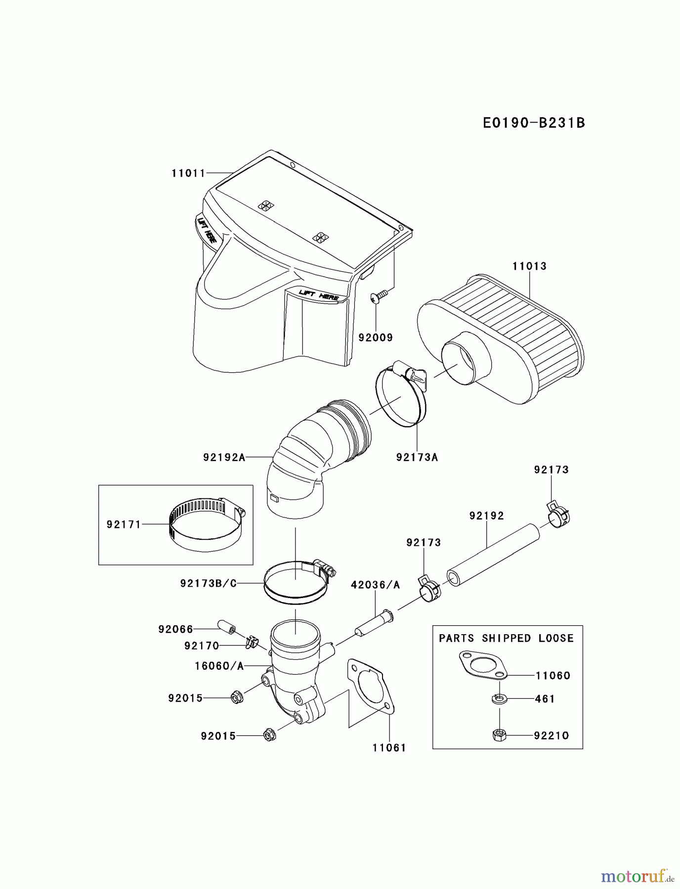  Kawasaki Motoren Motoren Vertikal FH641V - DS25 bis FS481V - BS13 FR691V-BS09 - Kawasaki FR691V 4-Stroke Engine AIR-FILTER/MUFFLER