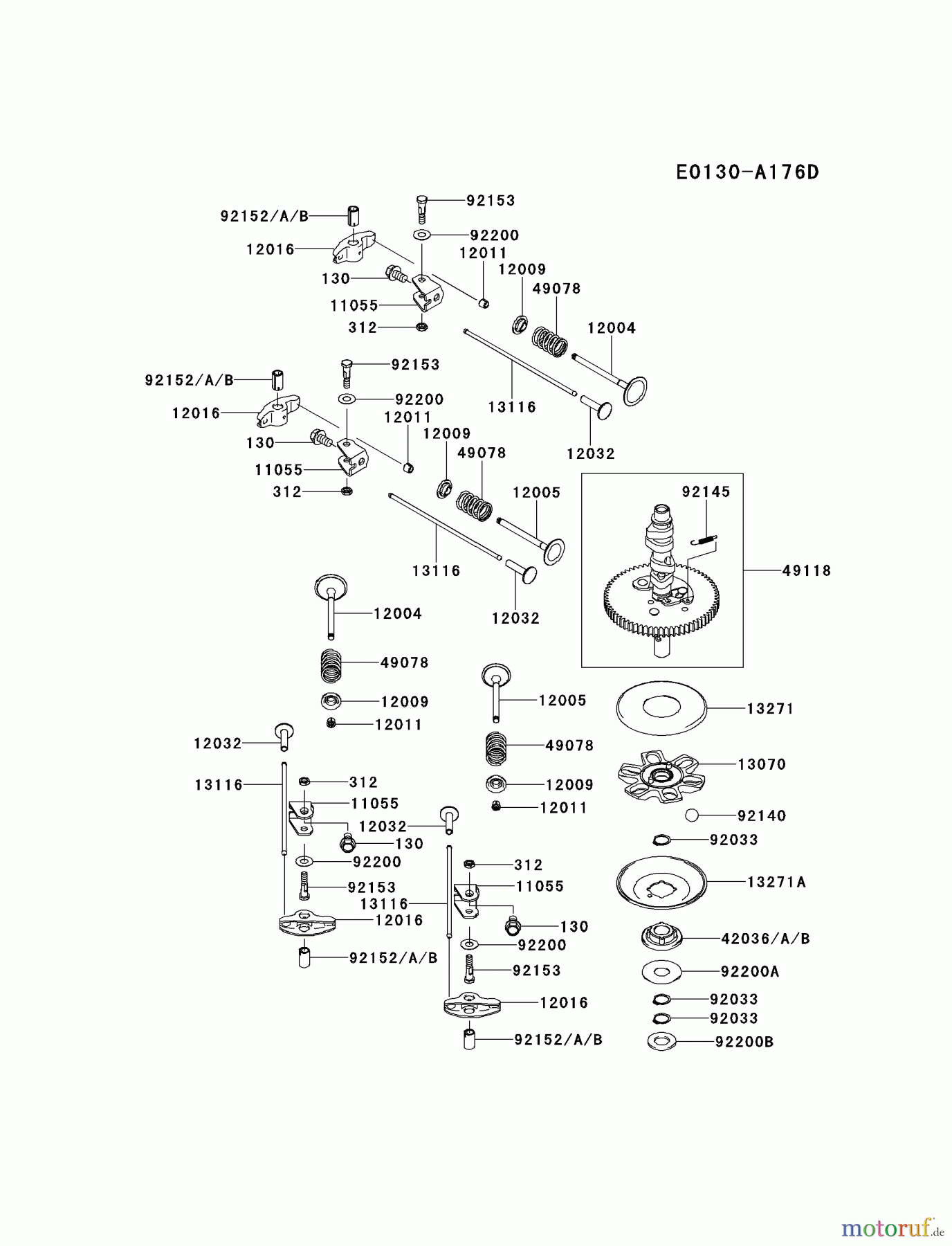  Kawasaki Motoren Motoren Vertikal FH641V - DS25 bis FS481V - BS13 FR691V-BS09 - Kawasaki FR691V 4-Stroke Engine VALVE/CAMSHAFT