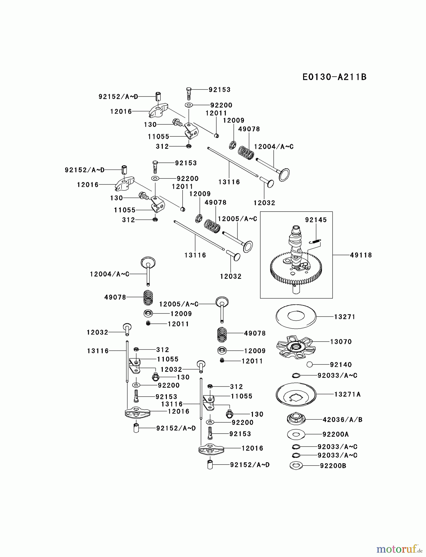  Kawasaki Motoren Motoren Vertikal FH641V - DS25 bis FS481V - BS13 FR651V-CS06 - Kawasaki FR651V 4-Stroke Engine VALVE/CAMSHAFT