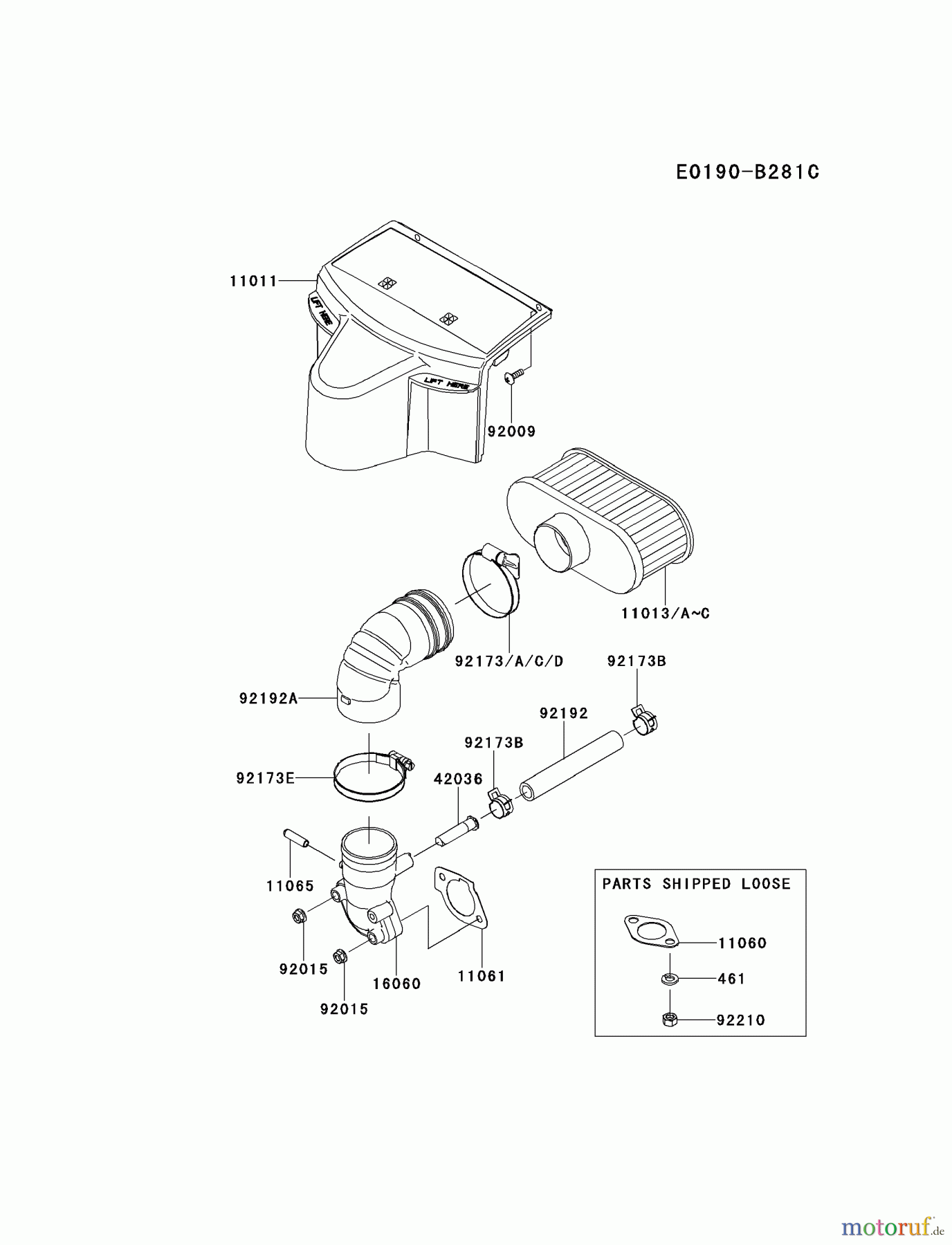  Kawasaki Motoren Motoren Vertikal FH641V - DS25 bis FS481V - BS13 FR651V-BS09 - Kawasaki FR651V 4-Stroke Engine AIR-FILTER/MUFFLER