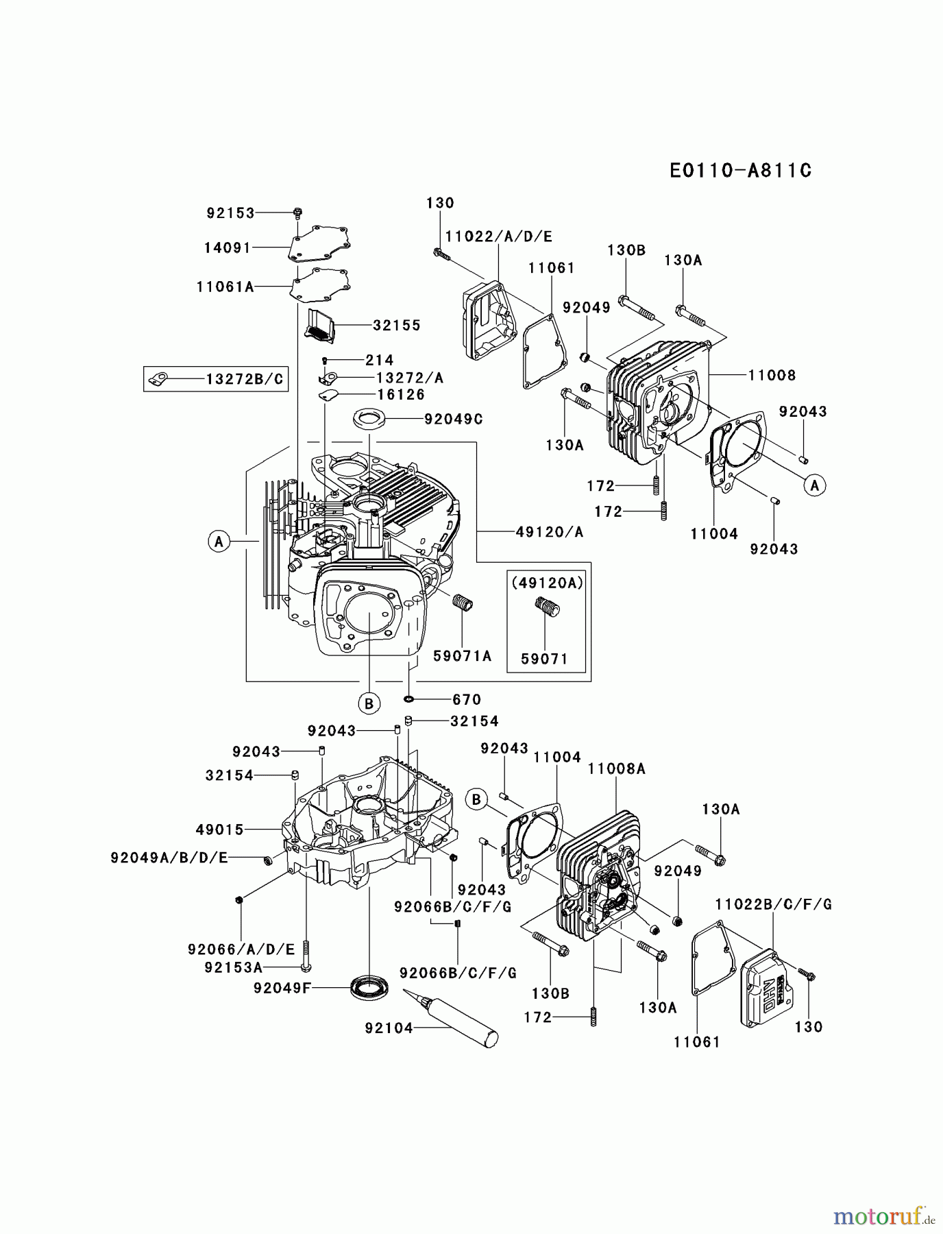  Kawasaki Motoren Motoren Vertikal FH641V - DS25 bis FS481V - BS13 FR651V-BS10 - Kawasaki FR651V 4-Stroke Engine CYLINDER/CRANKCASE #1