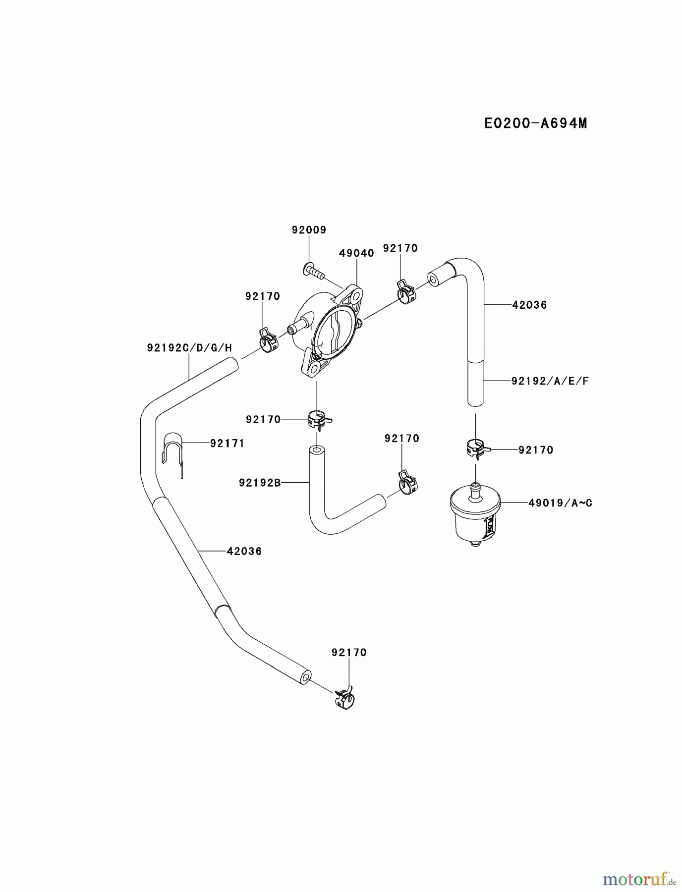  Kawasaki Motoren Motoren Vertikal FH641V - DS25 bis FS481V - BS13 FR730V-DS00 - Kawasaki FR730V 4-Stroke Engine FUEL-TANK/FUEL-VALVE