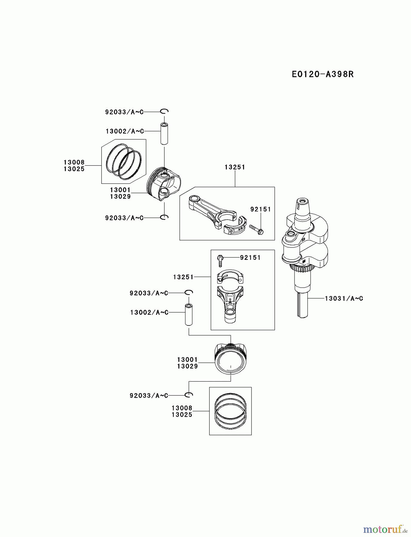  Kawasaki Motoren Motoren Vertikal FH641V - DS25 bis FS481V - BS13 FR730V-CS00 - Kawasaki FR730V 4-Stroke Engine PISTON/CRANKSHAFT