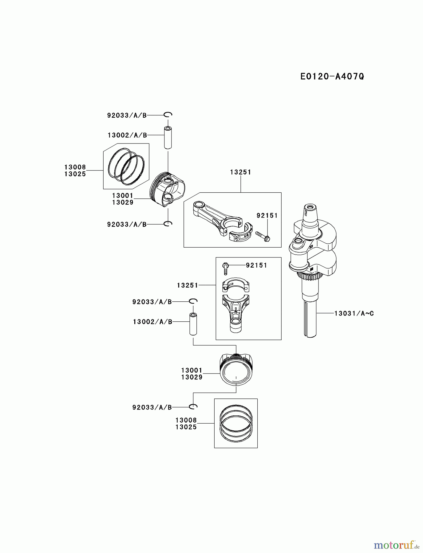  Kawasaki Motoren Motoren Vertikal FH641V - DS25 bis FS481V - BS13 FR730V-CS04 - Kawasaki FR730V 4-Stroke Engine PISTON/CRANKSHAFT