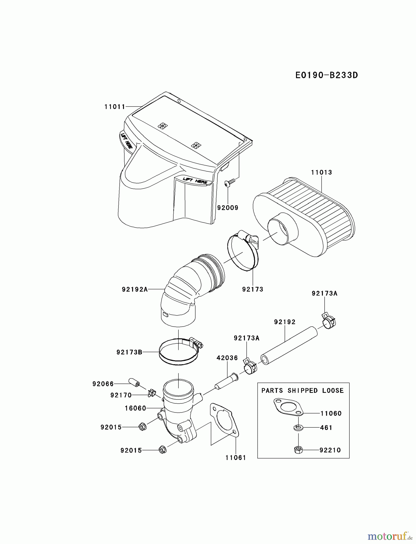  Kawasaki Motoren Motoren Vertikal FH641V - DS25 bis FS481V - BS13 FR730V-FS00 - Kawasaki FR730V 4-Stroke Engine AIR-FILTER/MUFFLER