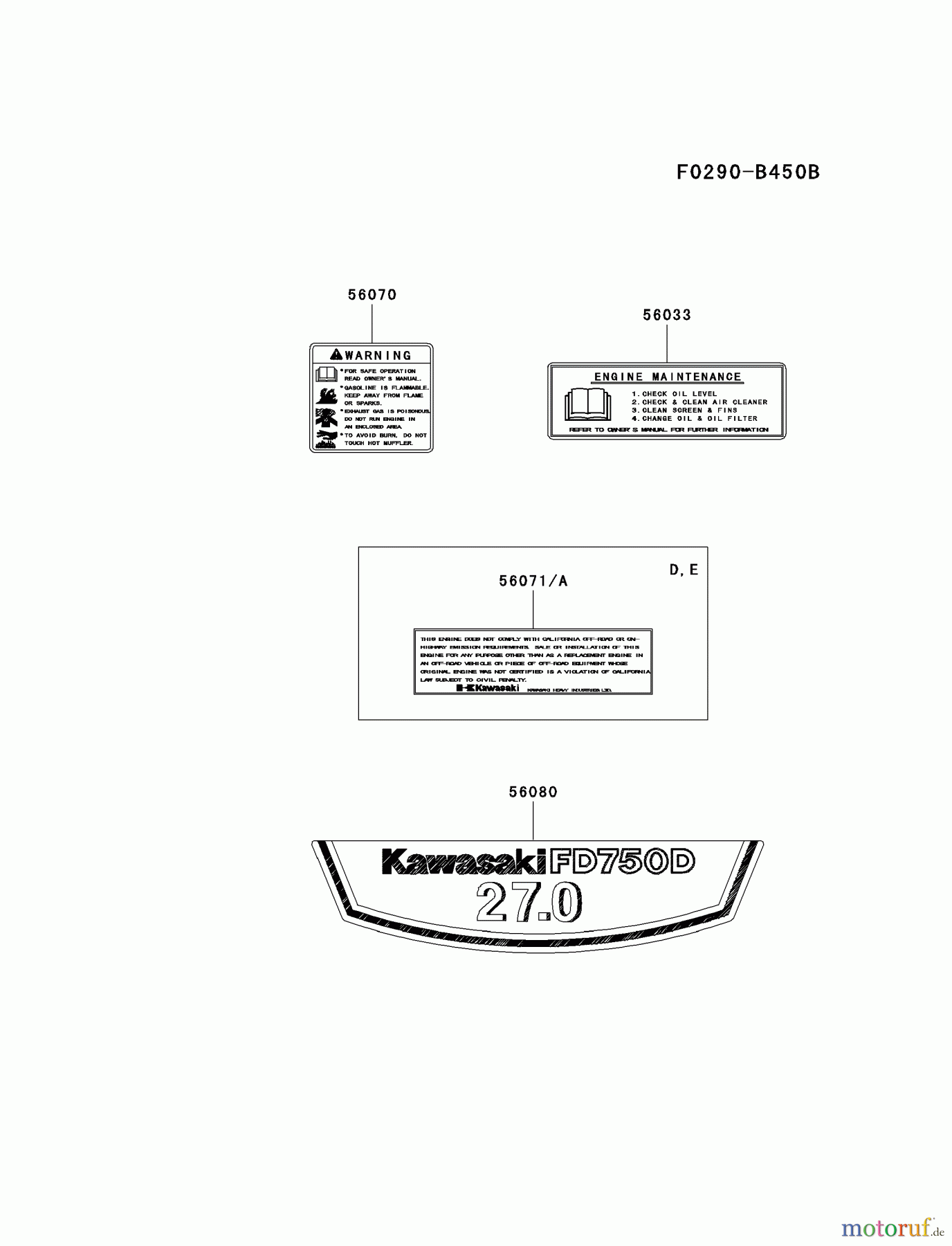  Kawasaki Motoren Motoren, Horizontal FD750D-AS00 - Kawasaki FD750D 4-Stroke Engine LABEL