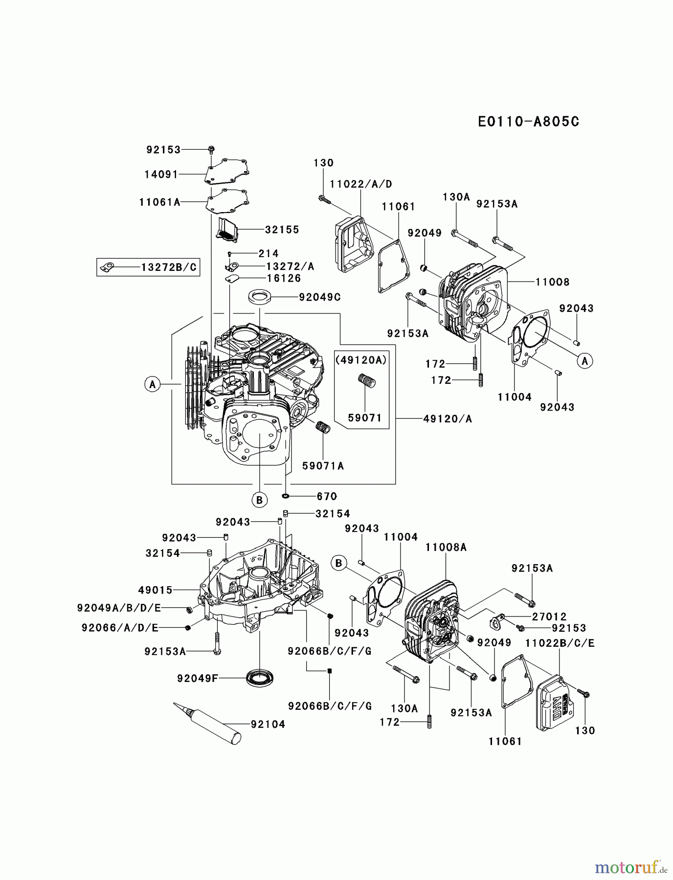  Kawasaki Motoren Motoren Vertikal FH641V - DS25 bis FS481V - BS13 FS481V-AS19 - Kawasaki FS481V 4-Stroke Engine CYLINDER/CRANKCASE #2