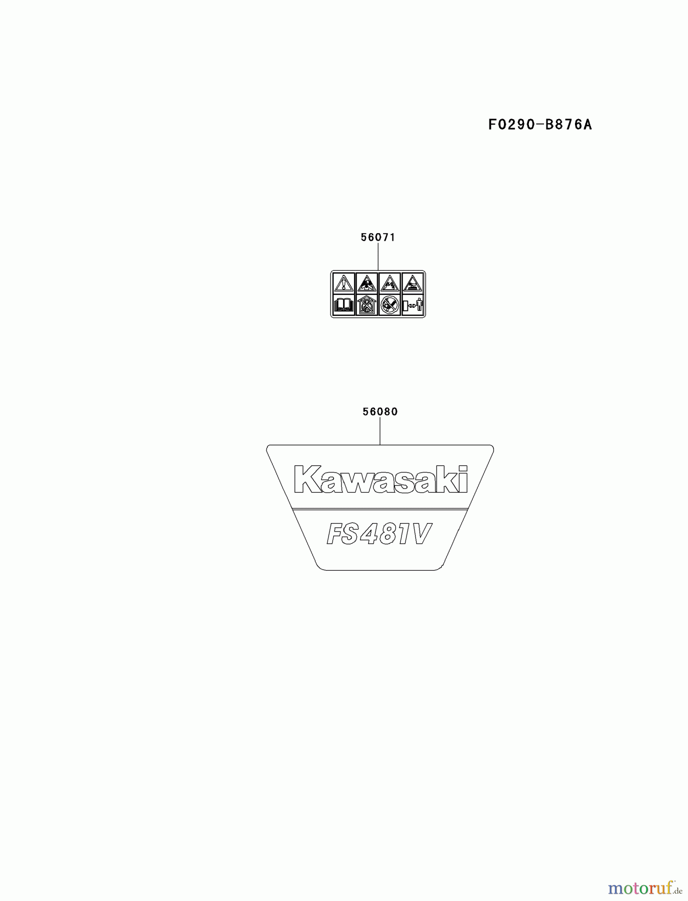  Kawasaki Motoren Motoren Vertikal FH641V - DS25 bis FS481V - BS13 FS481V-AS25 - Kawasaki FS481V 4-Stroke Engine LABEL