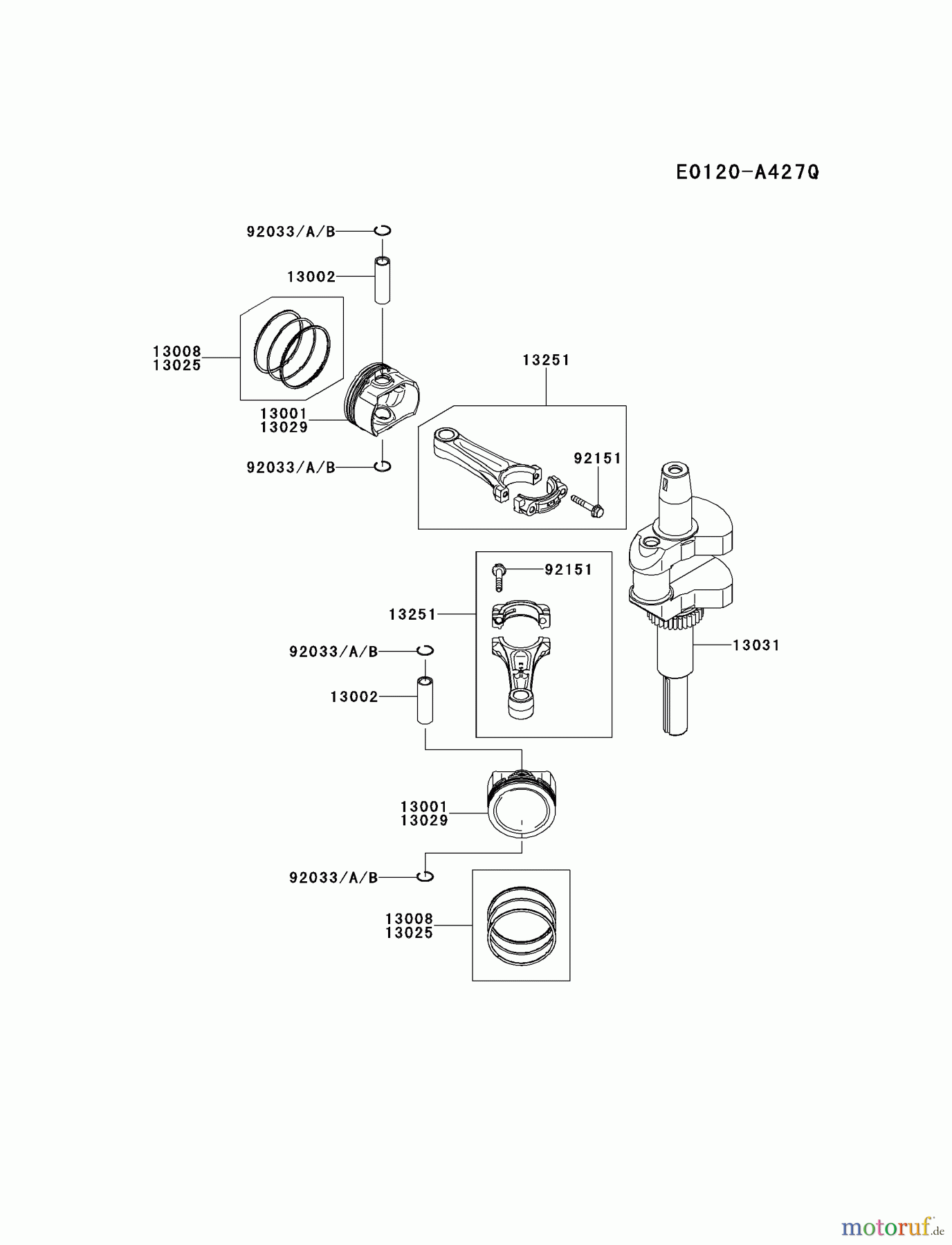  Kawasaki Motoren Motoren Vertikal FH641V - DS25 bis FS481V - BS13 FS481V-AS26 - Kawasaki FS481V 4-Stroke Engine PISTON/CRANKSHAFT