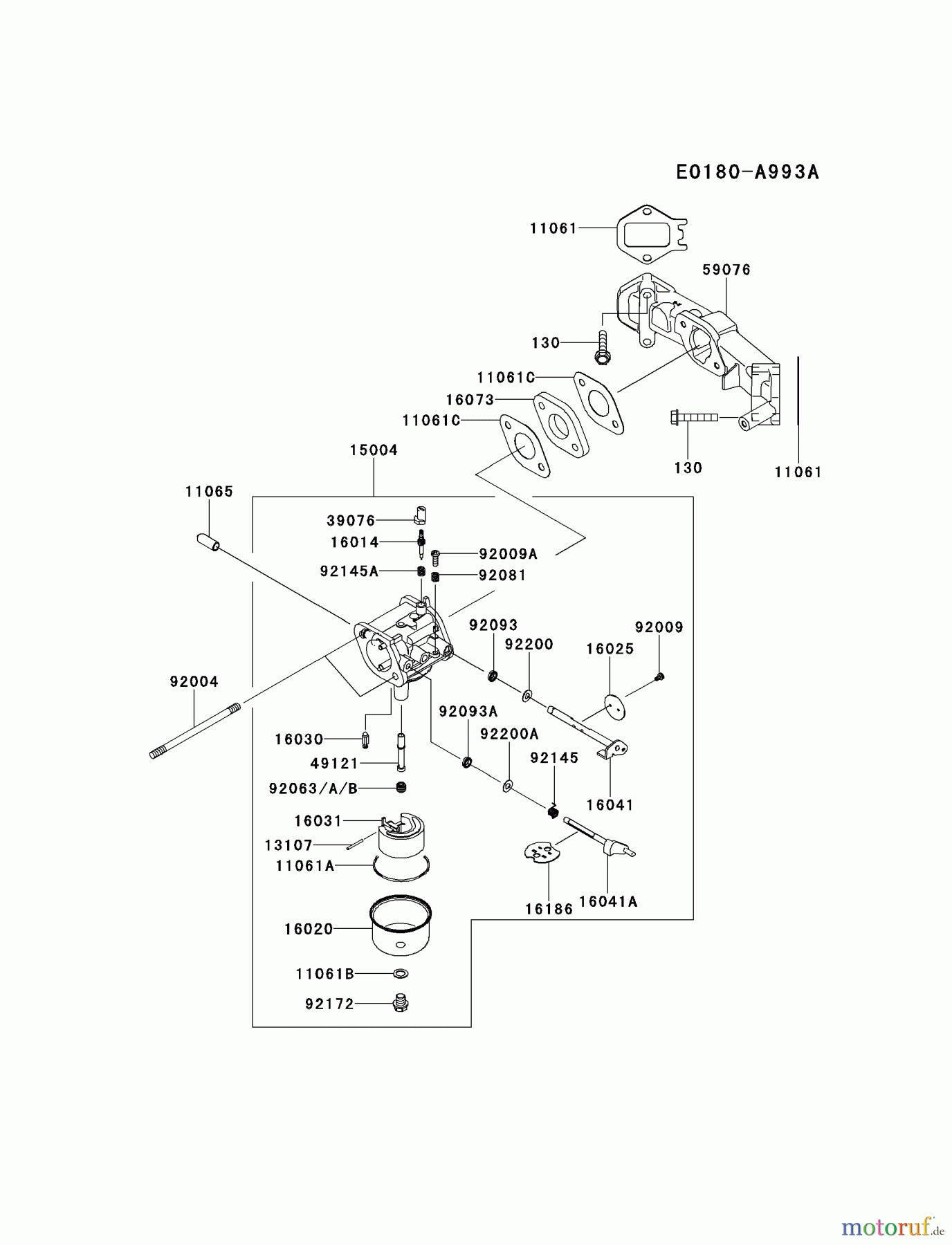  Kawasaki Motoren Motoren Vertikal FH641V - DS25 bis FS481V - BS13 FS481V-AS27 - Kawasaki FS481V 4-Stroke Engine CARBURETOR