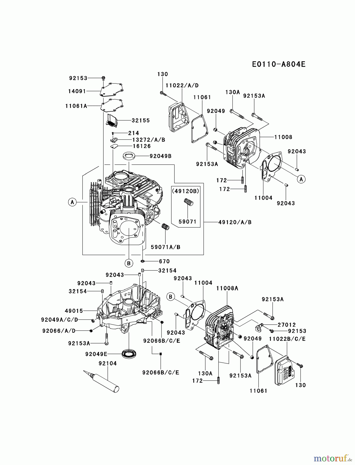  Kawasaki Motoren Motoren Vertikal FH641V - DS25 bis FS481V - BS13 FS481V-AS52 - Kawasaki FS481V 4-Stroke Engine CYLINDER/CRANKCASE #2