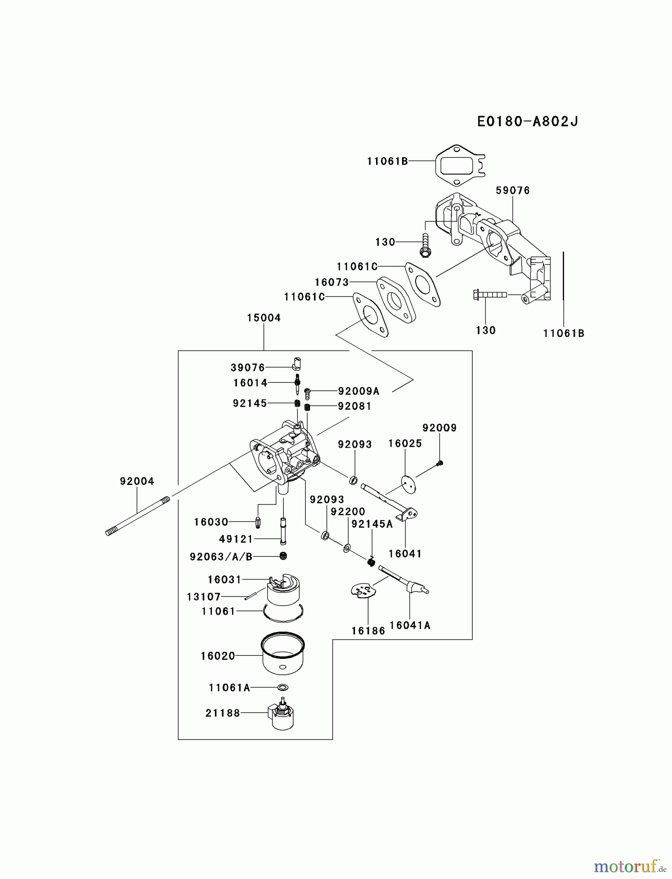  Kawasaki Motoren Motoren Vertikal FH641V - DS25 bis FS481V - BS13 FS481V-AS20 - Kawasaki FS481V 4-Stroke Engine CARBURETOR