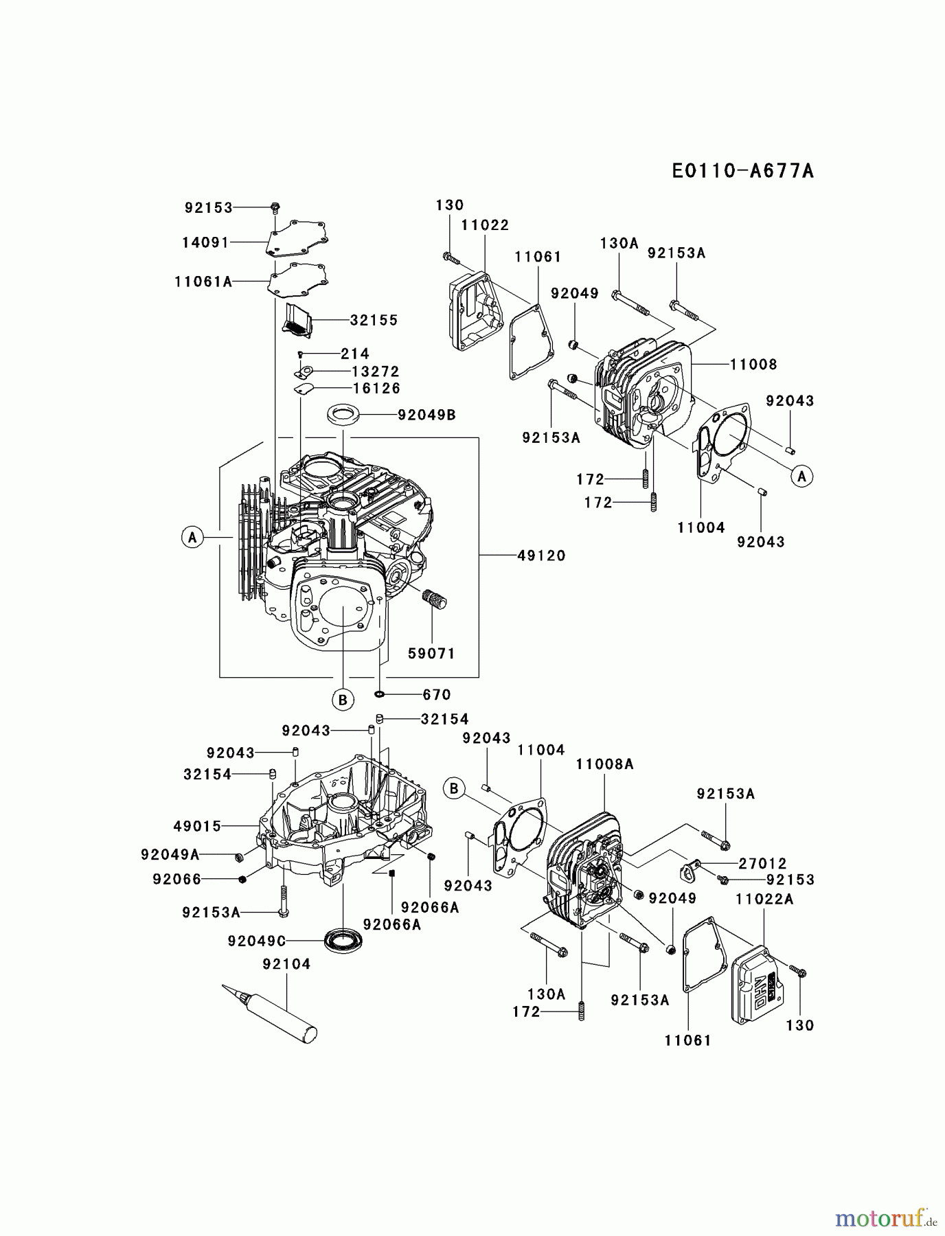  Kawasaki Motoren Motoren Vertikal FH641V - DS25 bis FS481V - BS13 FS481V-AS53 - Kawasaki FS481V 4-Stroke Engine CYLINDER/CRANKCASE #1