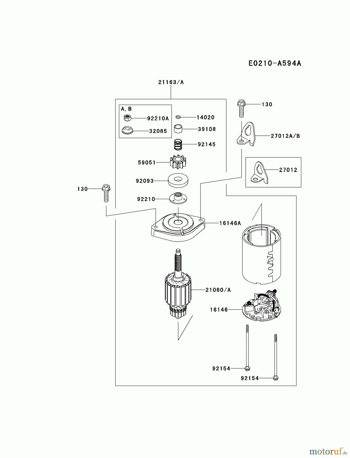  Kawasaki Motoren Motoren Vertikal FH641V - DS25 bis FS481V - BS13 FS481V-AS00 - Kawasaki FS481V 4-Stroke Engine STARTER