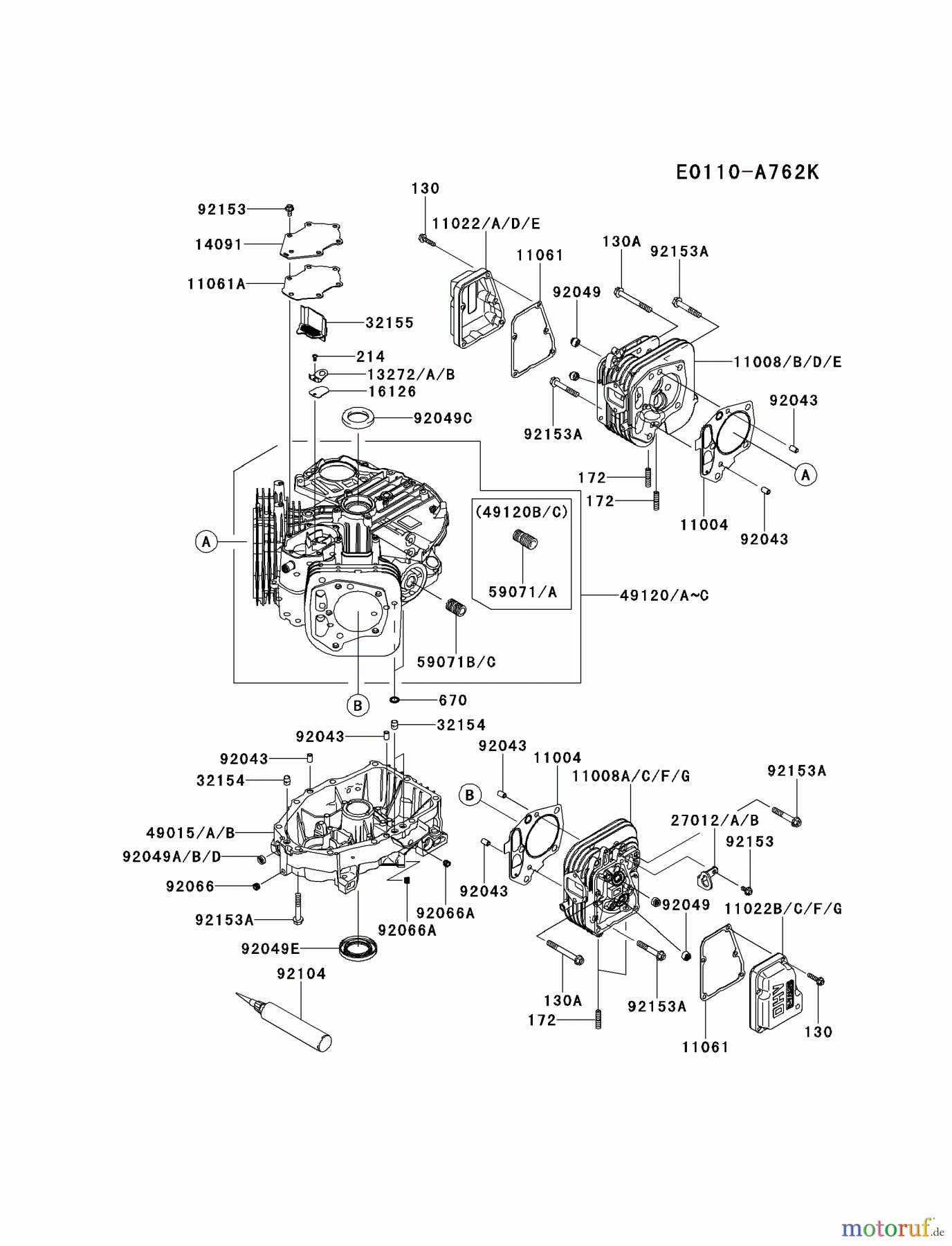  Kawasaki Motoren Motoren Vertikal FH641V - DS25 bis FS481V - BS13 FS481V-BS00 - Kawasaki FS481V 4-Stroke Engine CYLINDER/CRANKCASE #2